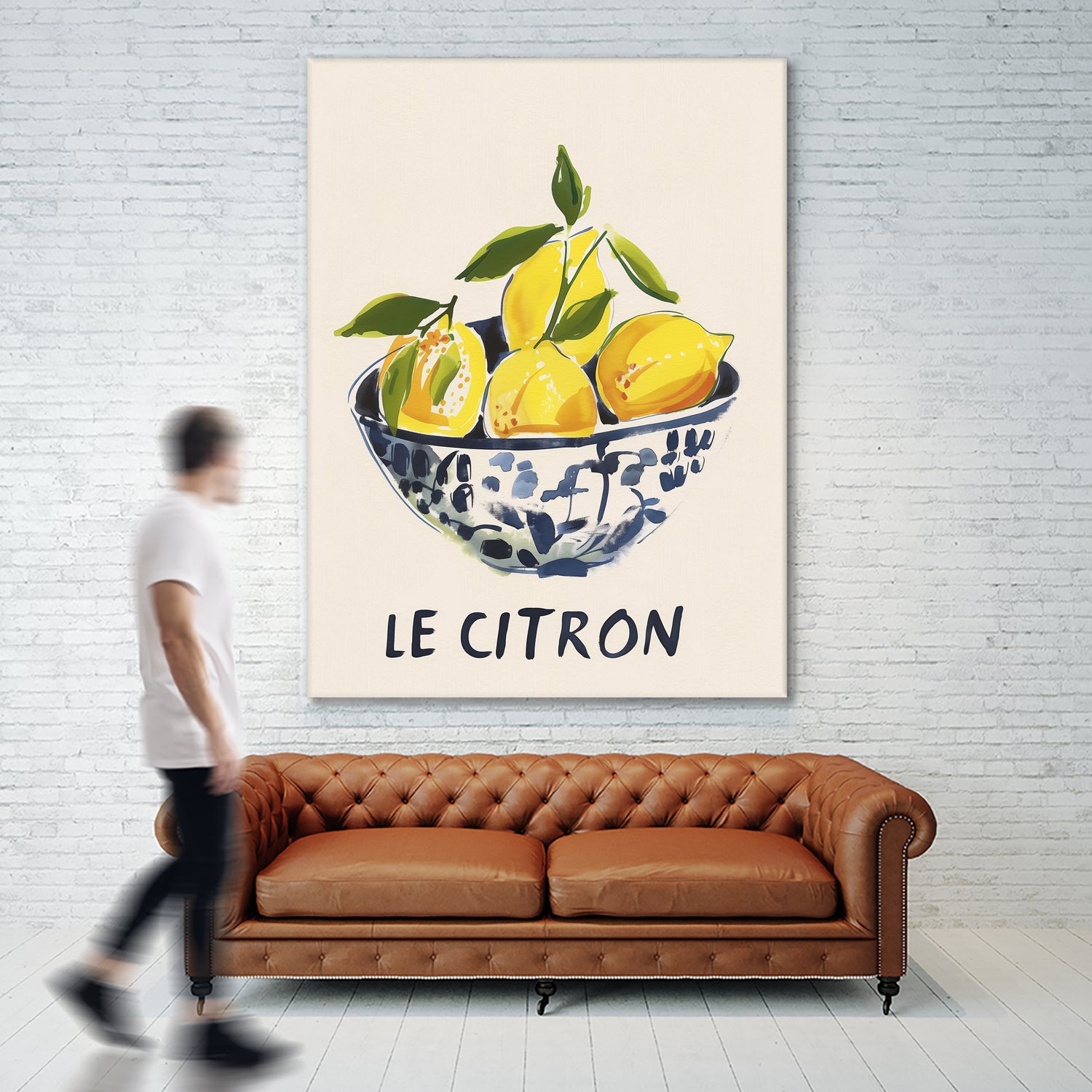 Le Citron by M Studio on GIANT ART - blue figurative canvas frame