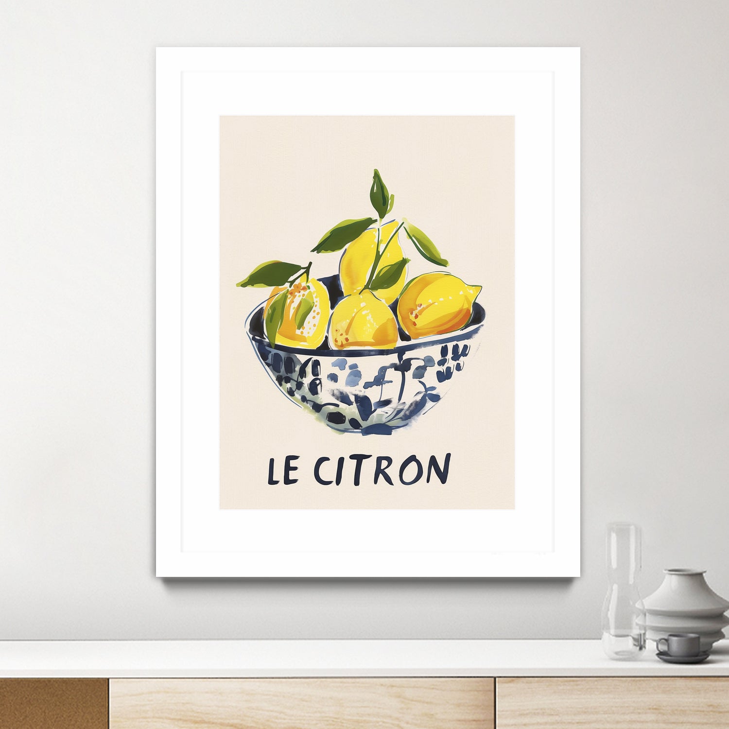 Le Citron by M Studio on GIANT ART - blue figurative canvas frame