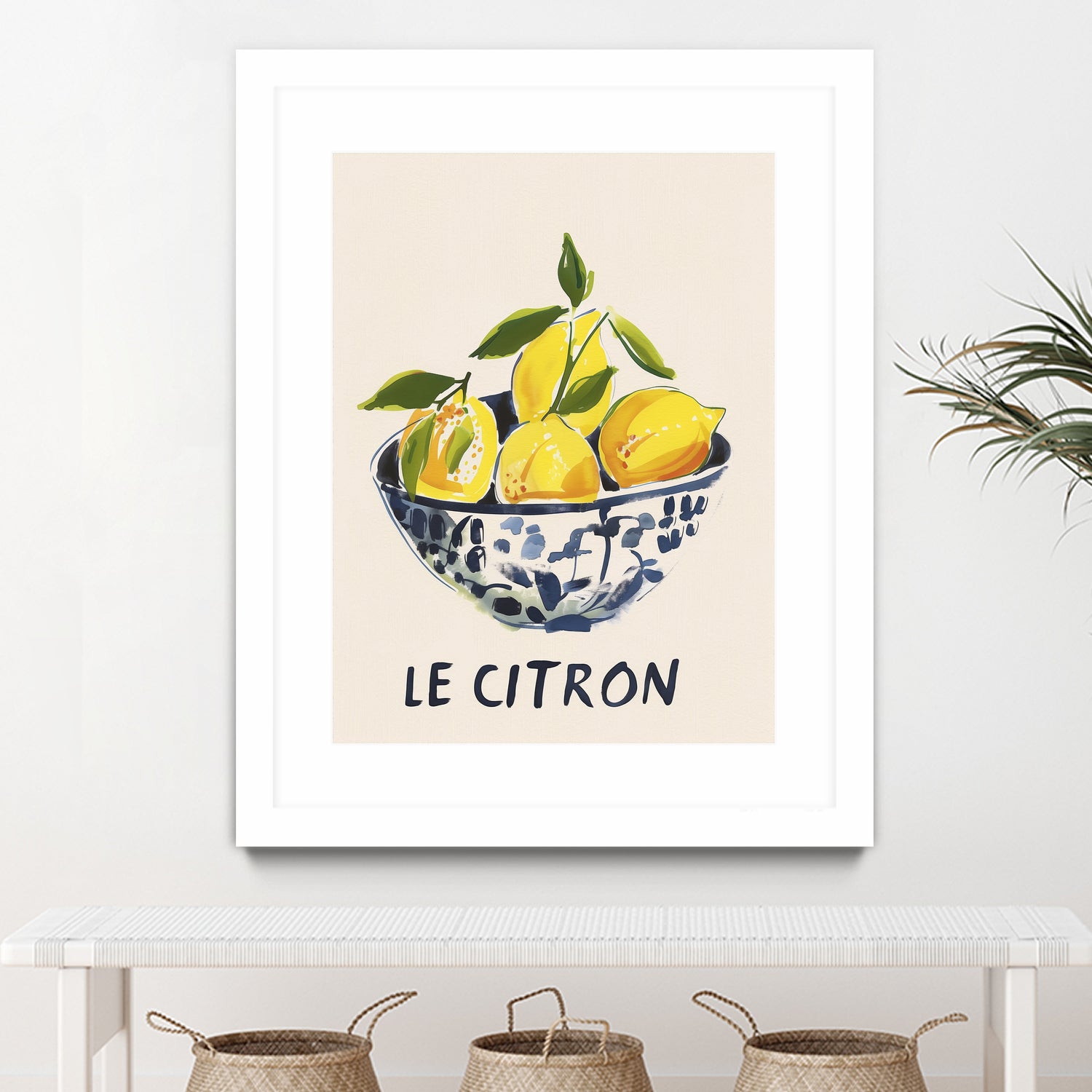 Le Citron by M Studio on GIANT ART - blue figurative canvas frame