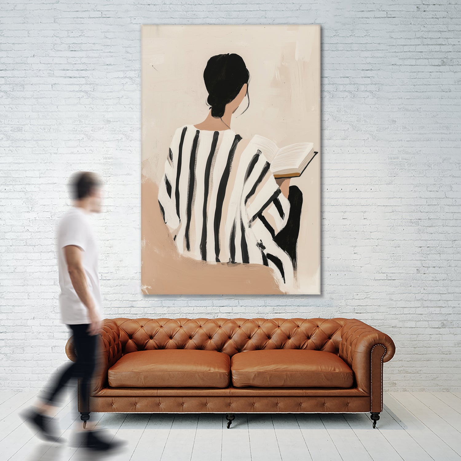 women reading by Mstudio on GIANT ART - beige figurative