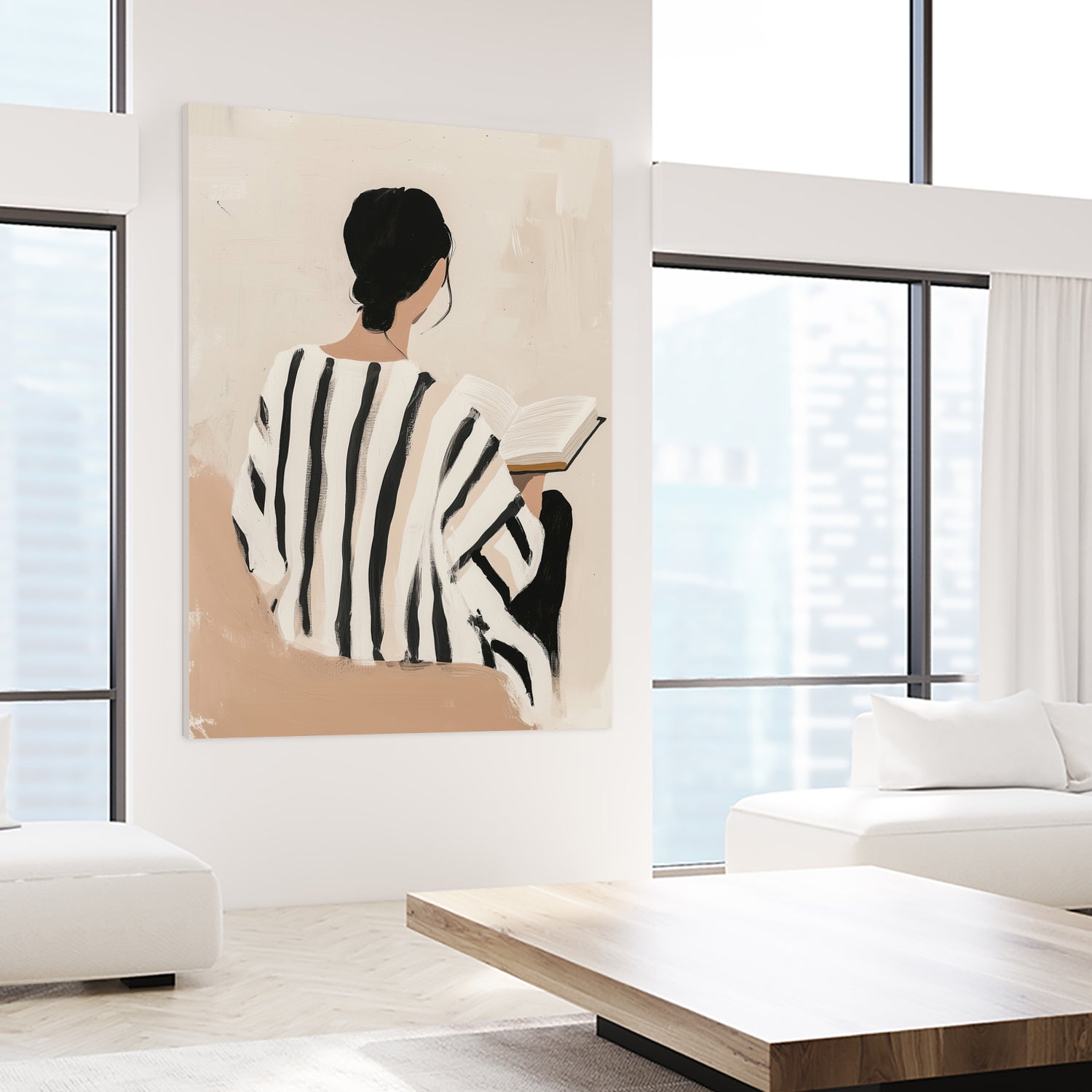 women reading by Mstudio on GIANT ART - beige figurative