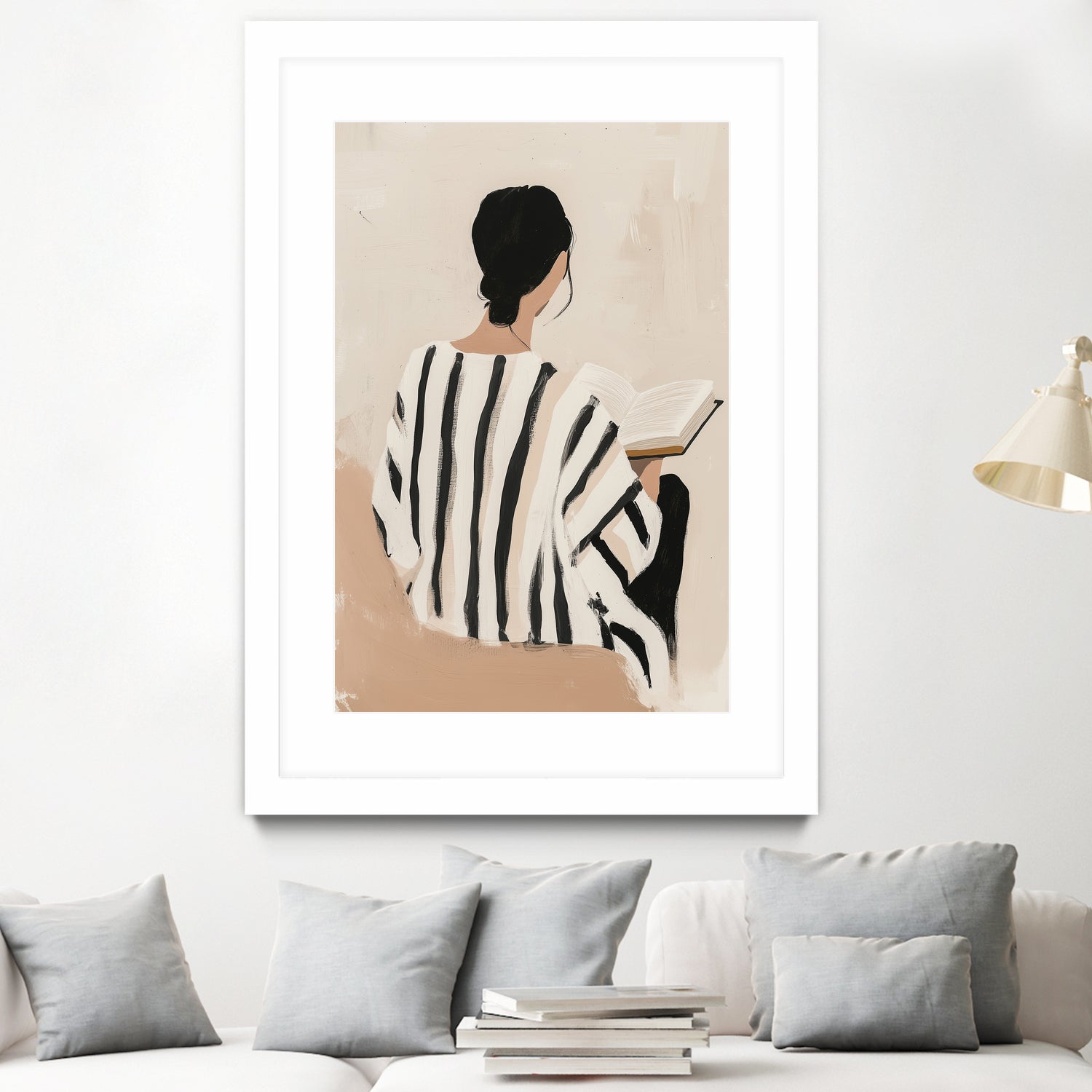 women reading by Mstudio on GIANT ART - beige figurative