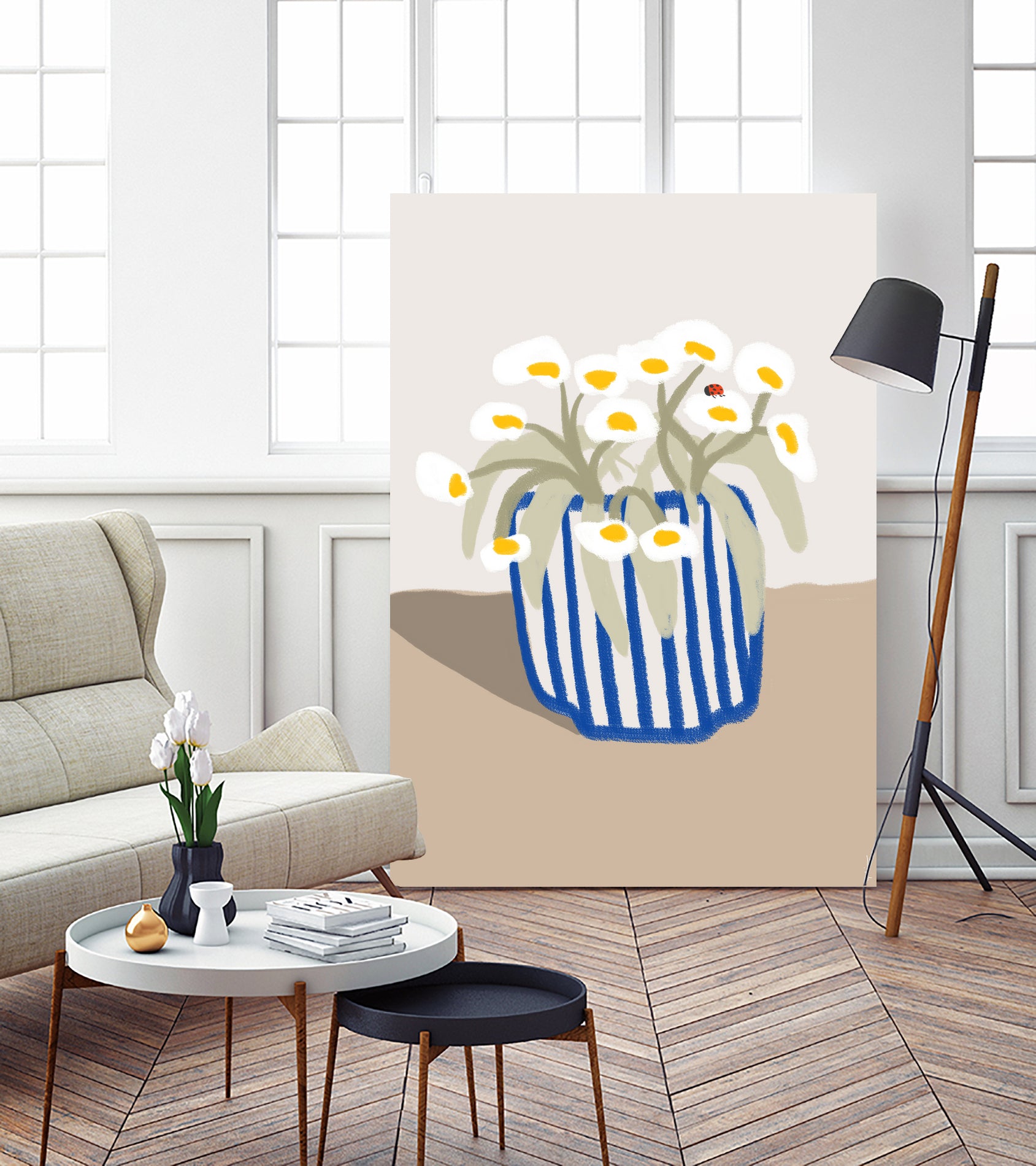 Vase printanier by M Studio on GIANT ART - blue floral flowers