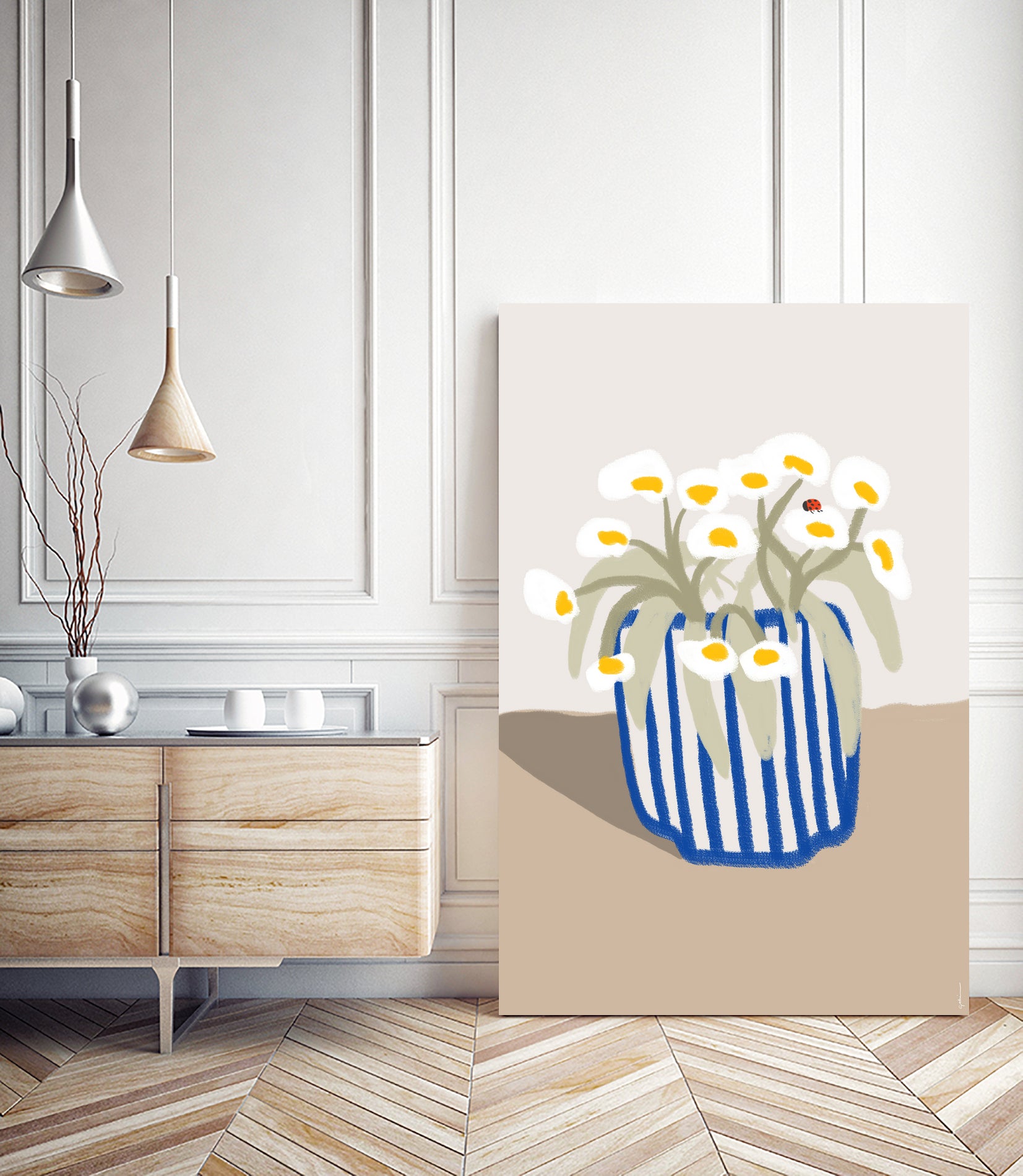 Vase printanier by M Studio on GIANT ART - blue floral flowers