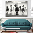 Run by M Studio on GIANT ART - white black and white  horse