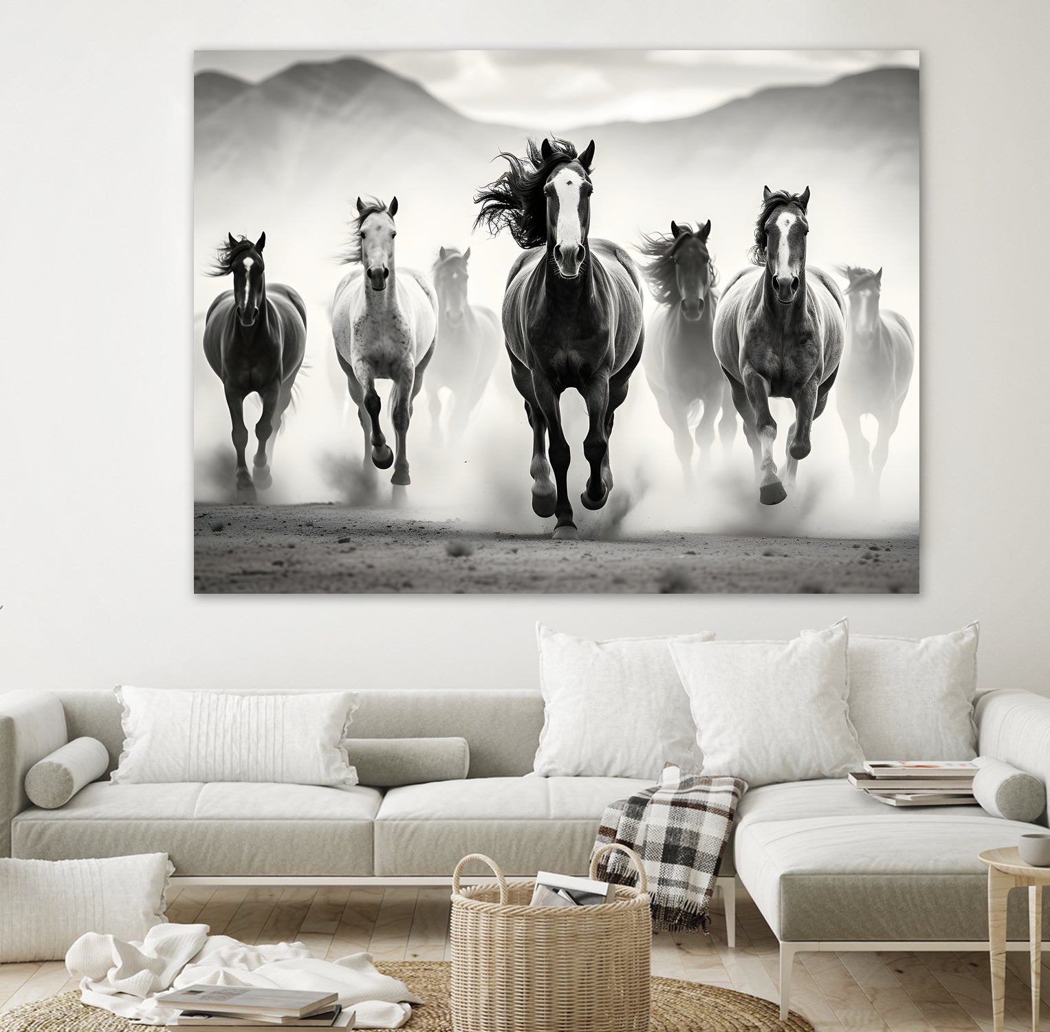 Run by M Studio on GIANT ART - white black and white  horse
