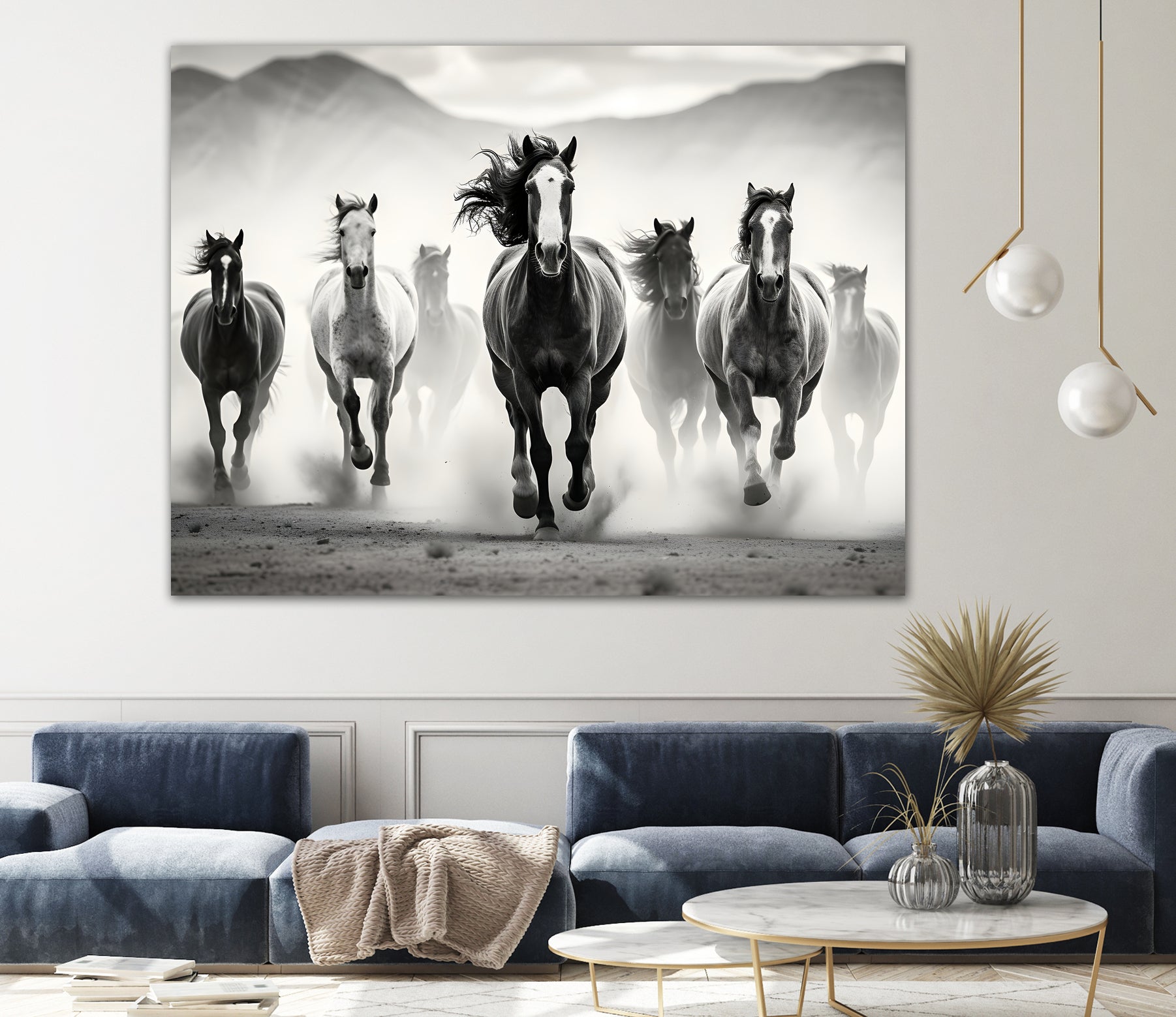 Run by M Studio on GIANT ART - white black and white  horse