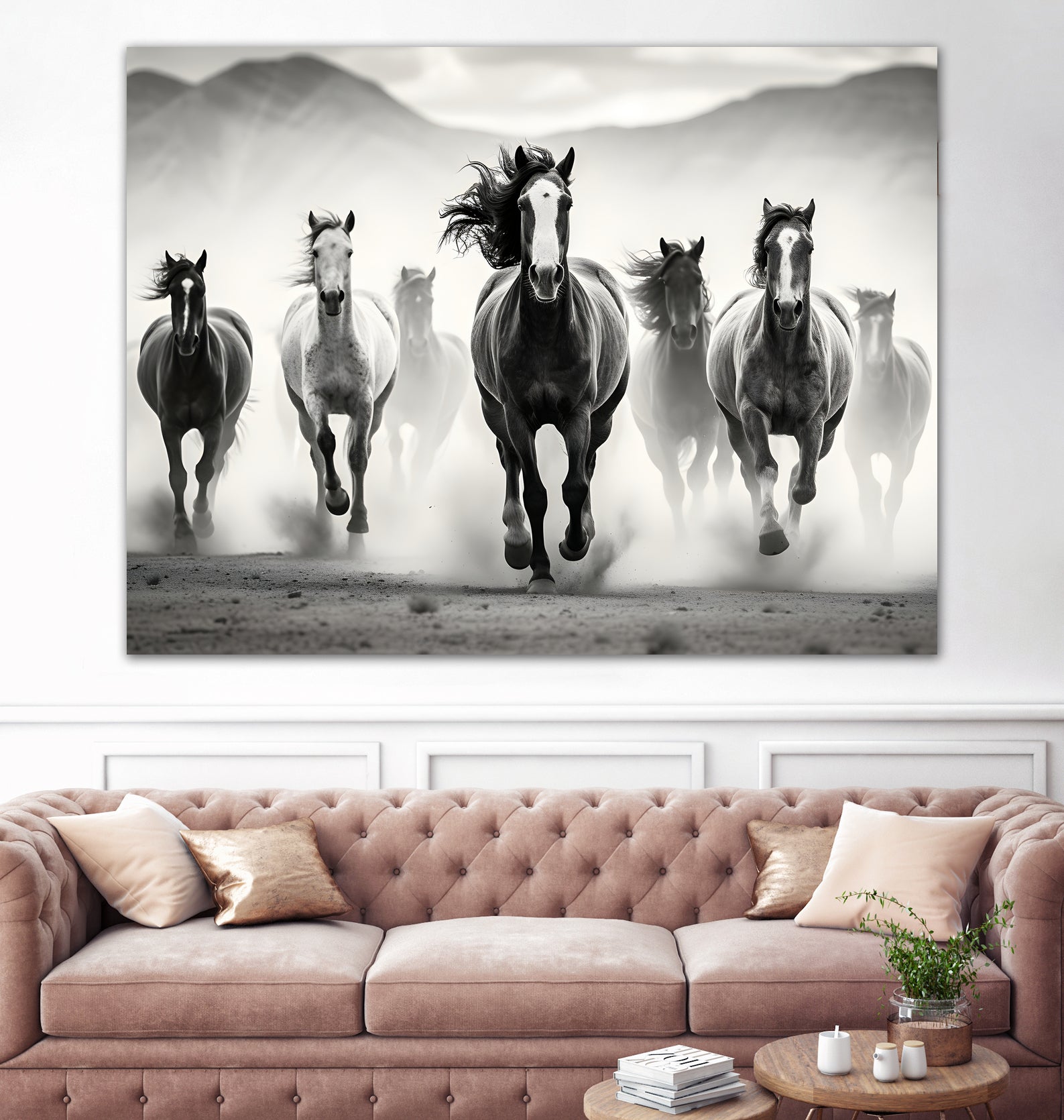 Run by M Studio on GIANT ART - white black and white  horse