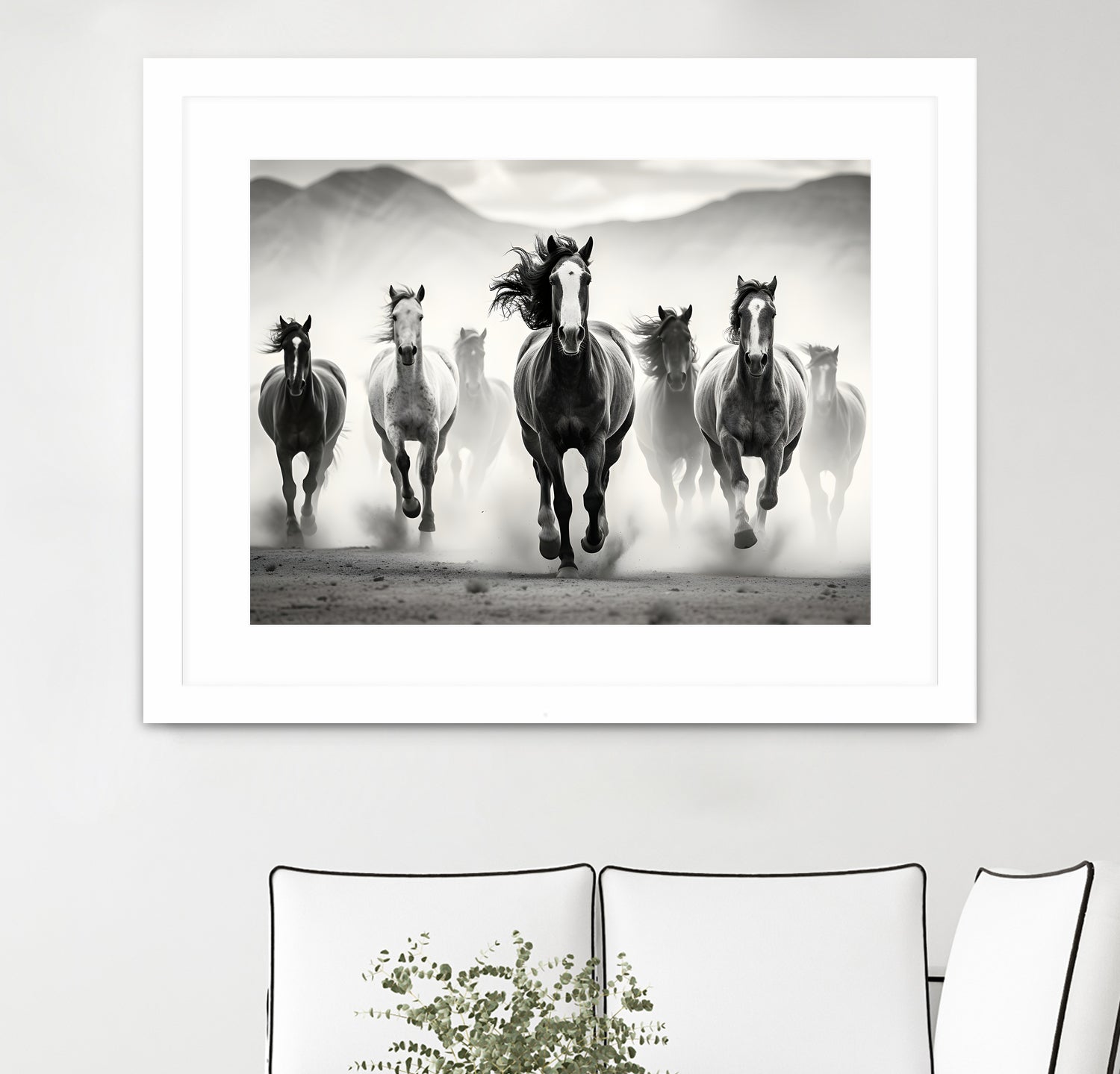 Run by M Studio on GIANT ART - white black and white  horse