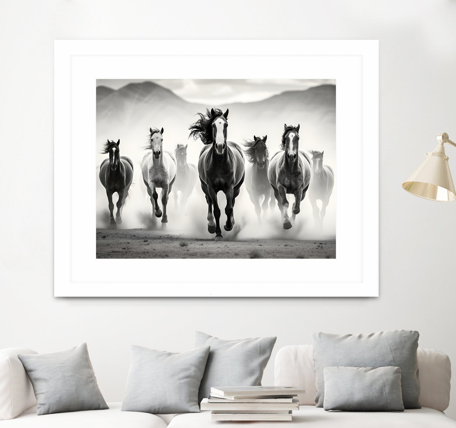 Run by M Studio on GIANT ART - white black and white  horse