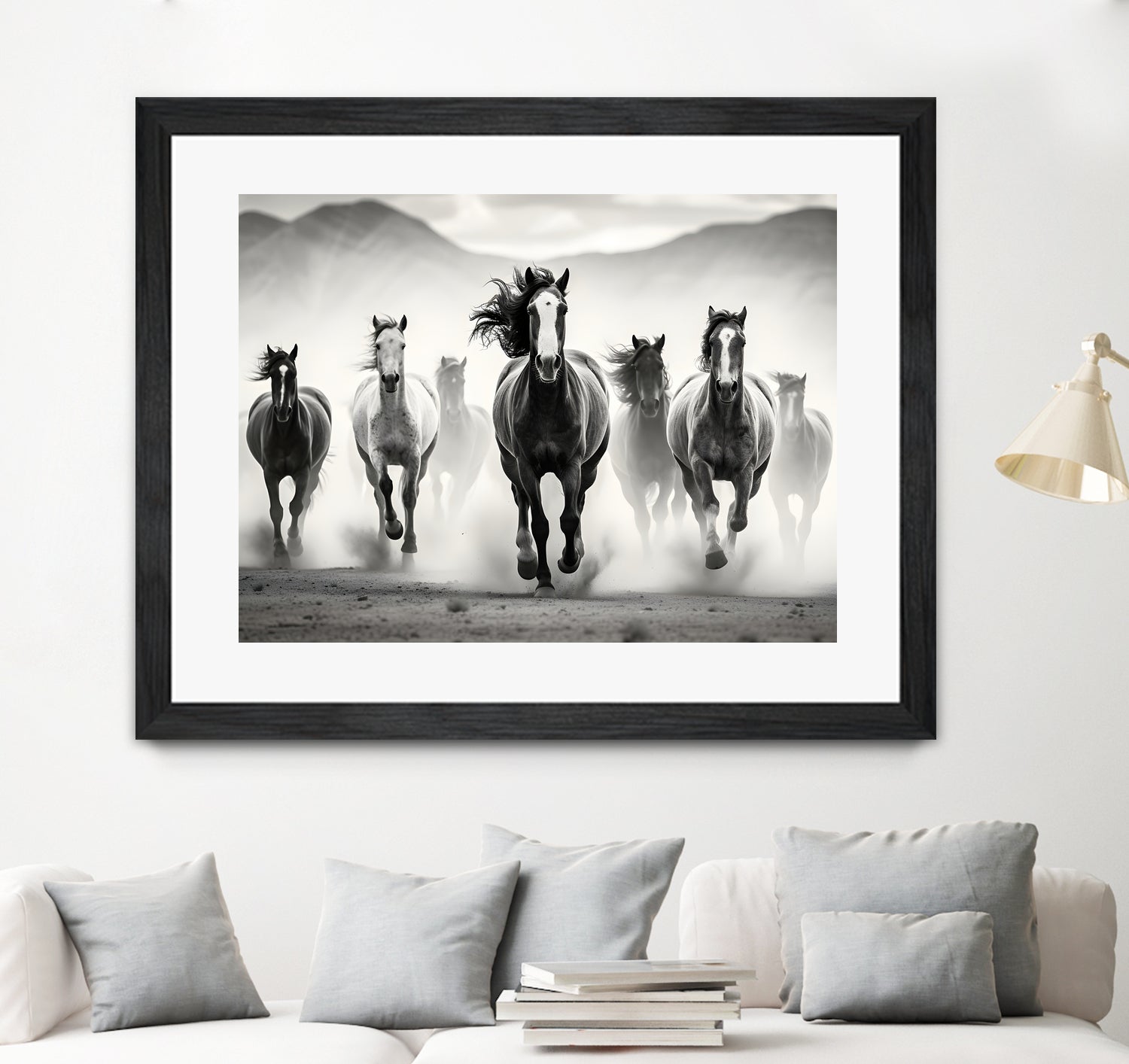 Run by M Studio on GIANT ART - white black and white  horse