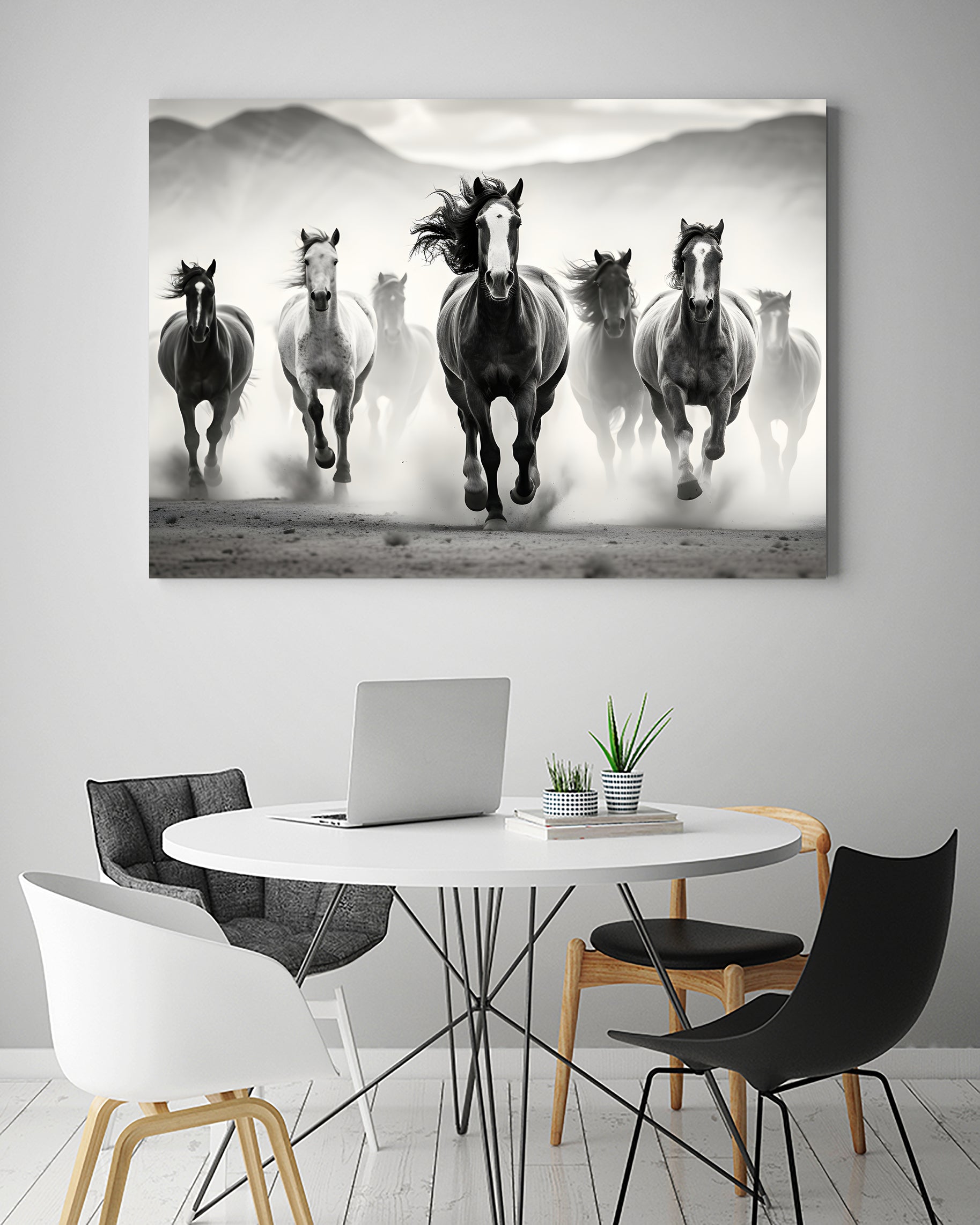 Run by M Studio on GIANT ART - white black and white  horse