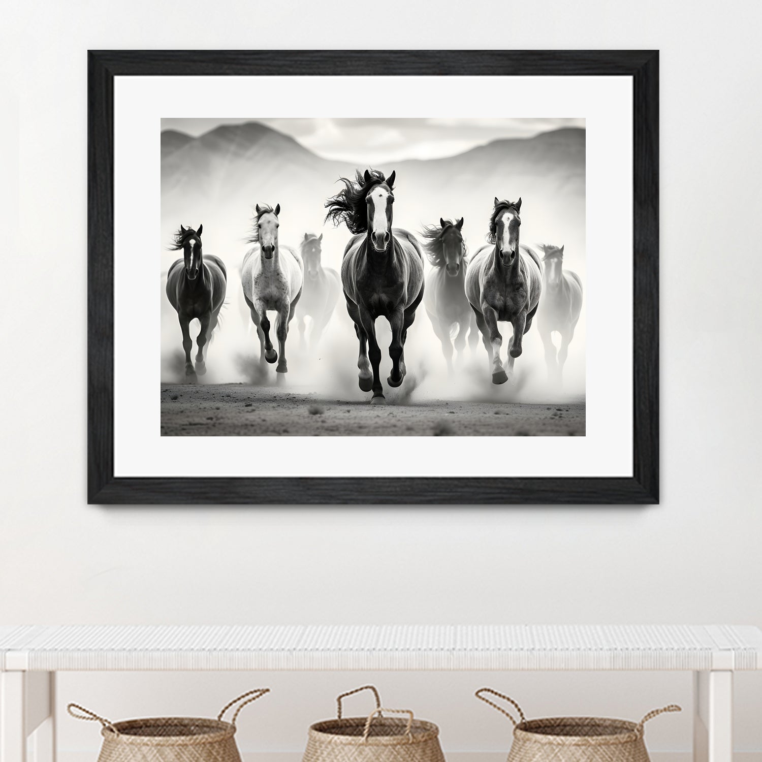 Run by M Studio on GIANT ART - white black and white  horse