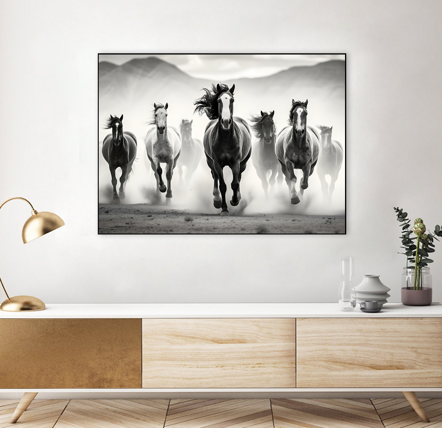 Run by M Studio on GIANT ART - white black and white  horse