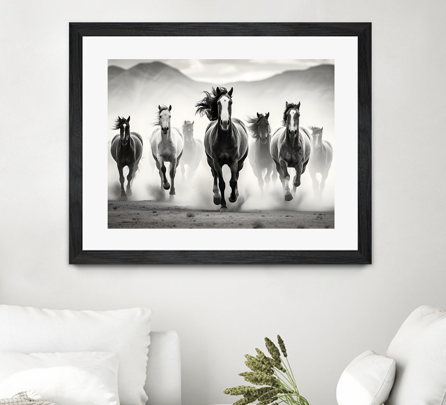 Run by M Studio on GIANT ART - white black and white  horse