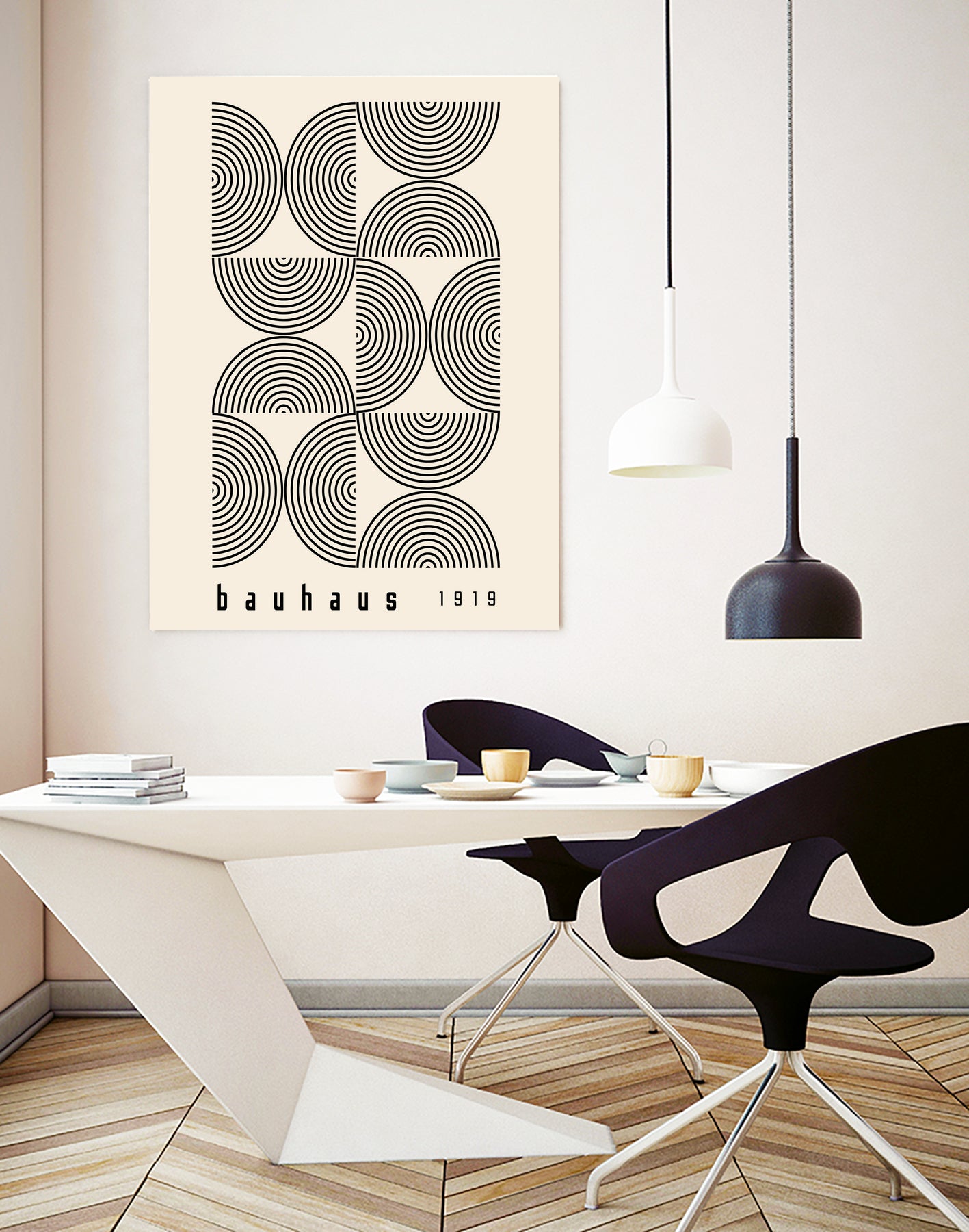 Bauhaus 1919 by M studio on GIANT ART - beige abstact framed canvas