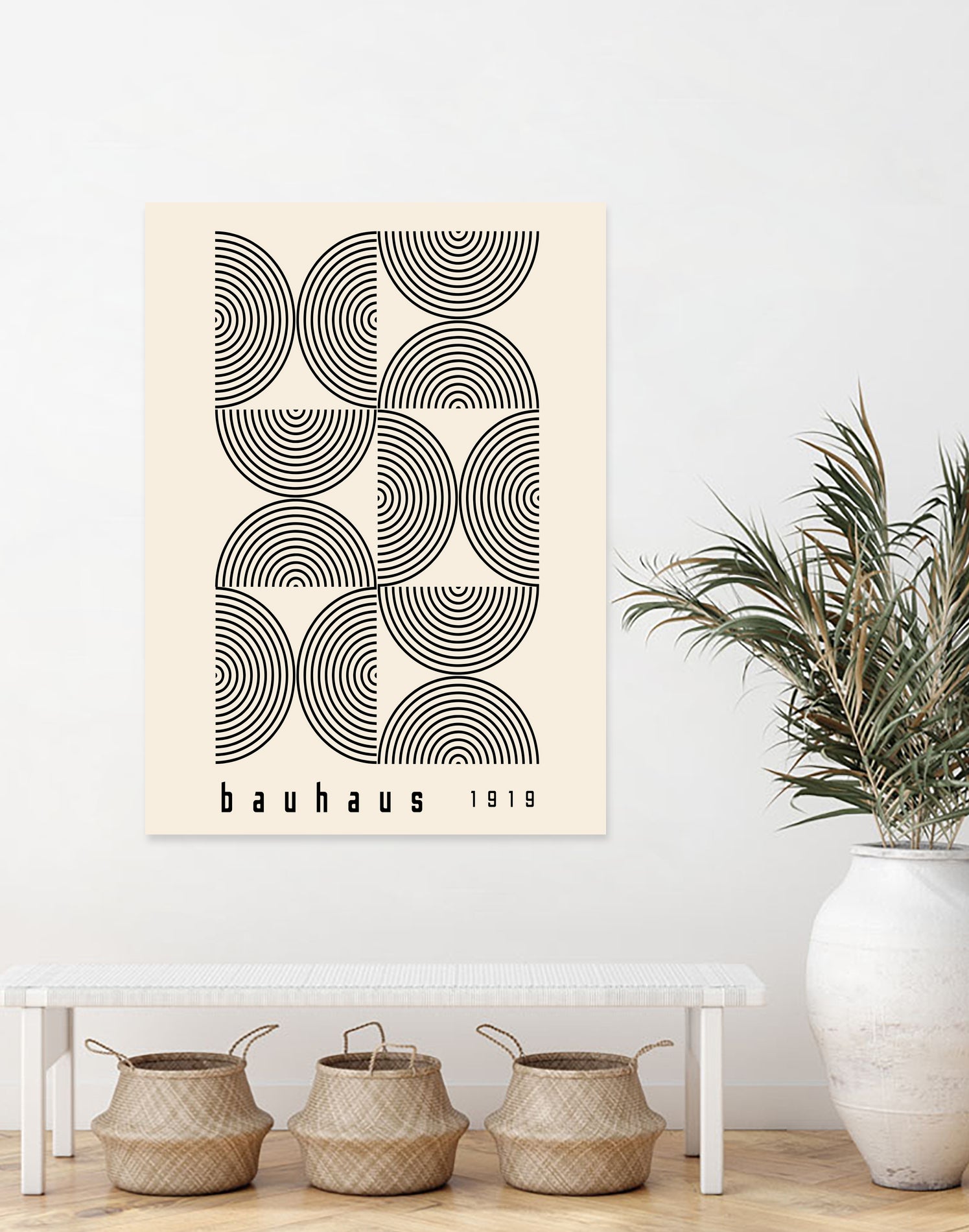 Bauhaus 1919 by M studio on GIANT ART - beige abstact framed canvas