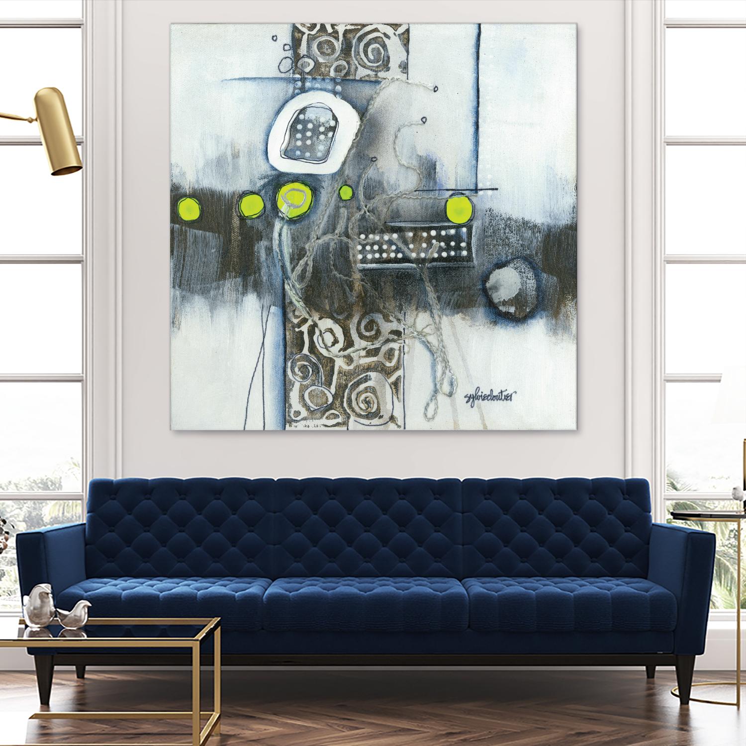 Du fil à retordre by Sylvie cloutier on GIANT ART - green abstract