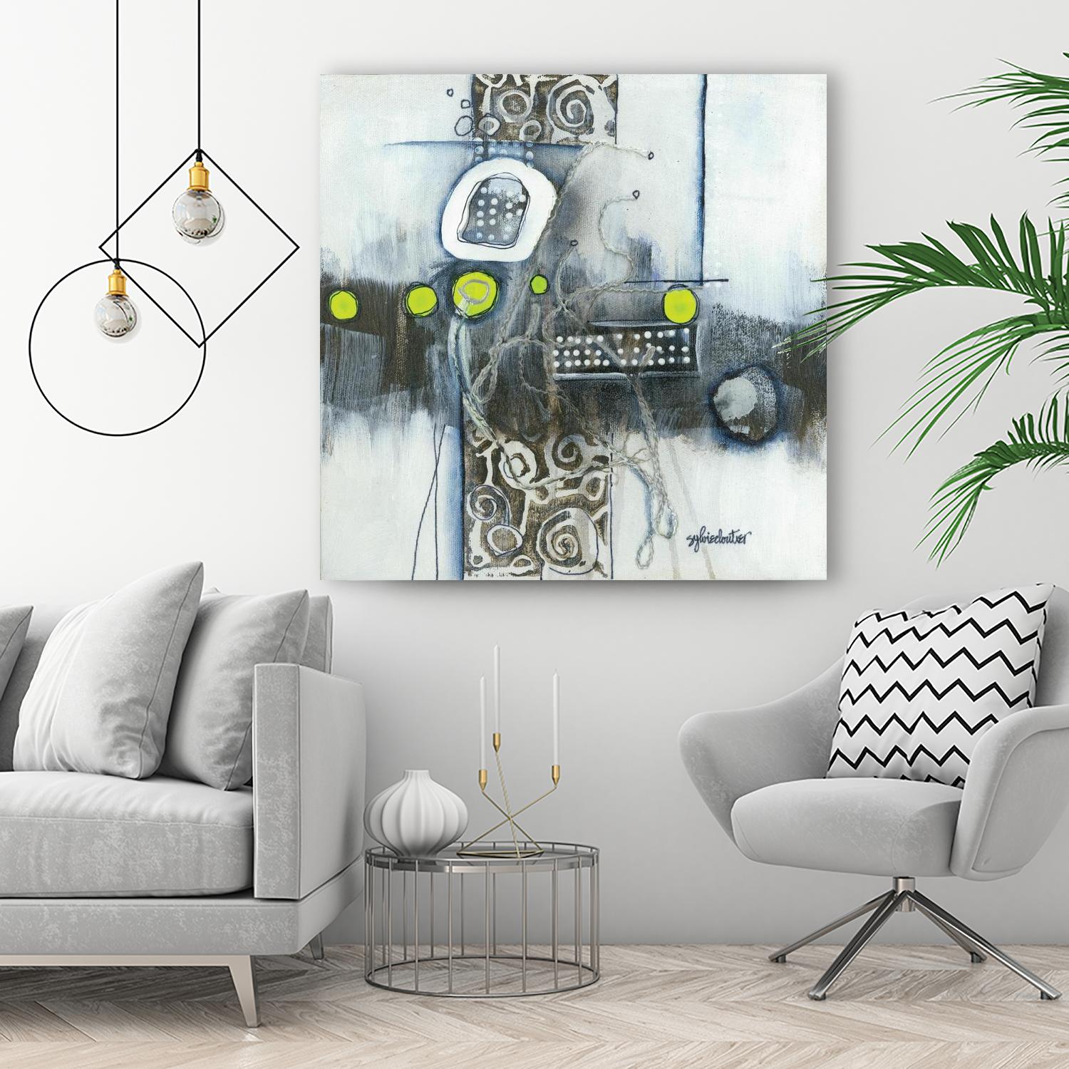 Du fil à retordre by Sylvie cloutier on GIANT ART - green abstract