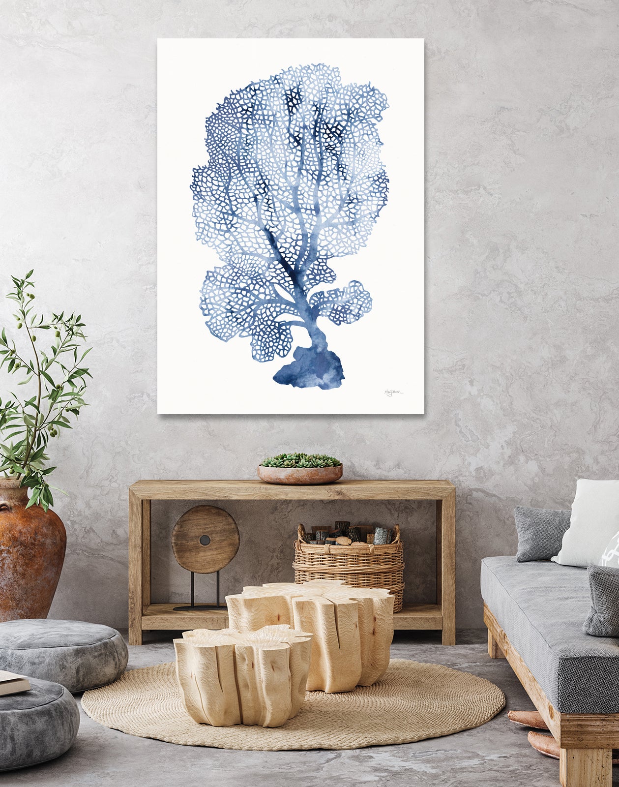 Shibori Coral II by Mary Urban on GIANT ART - blue