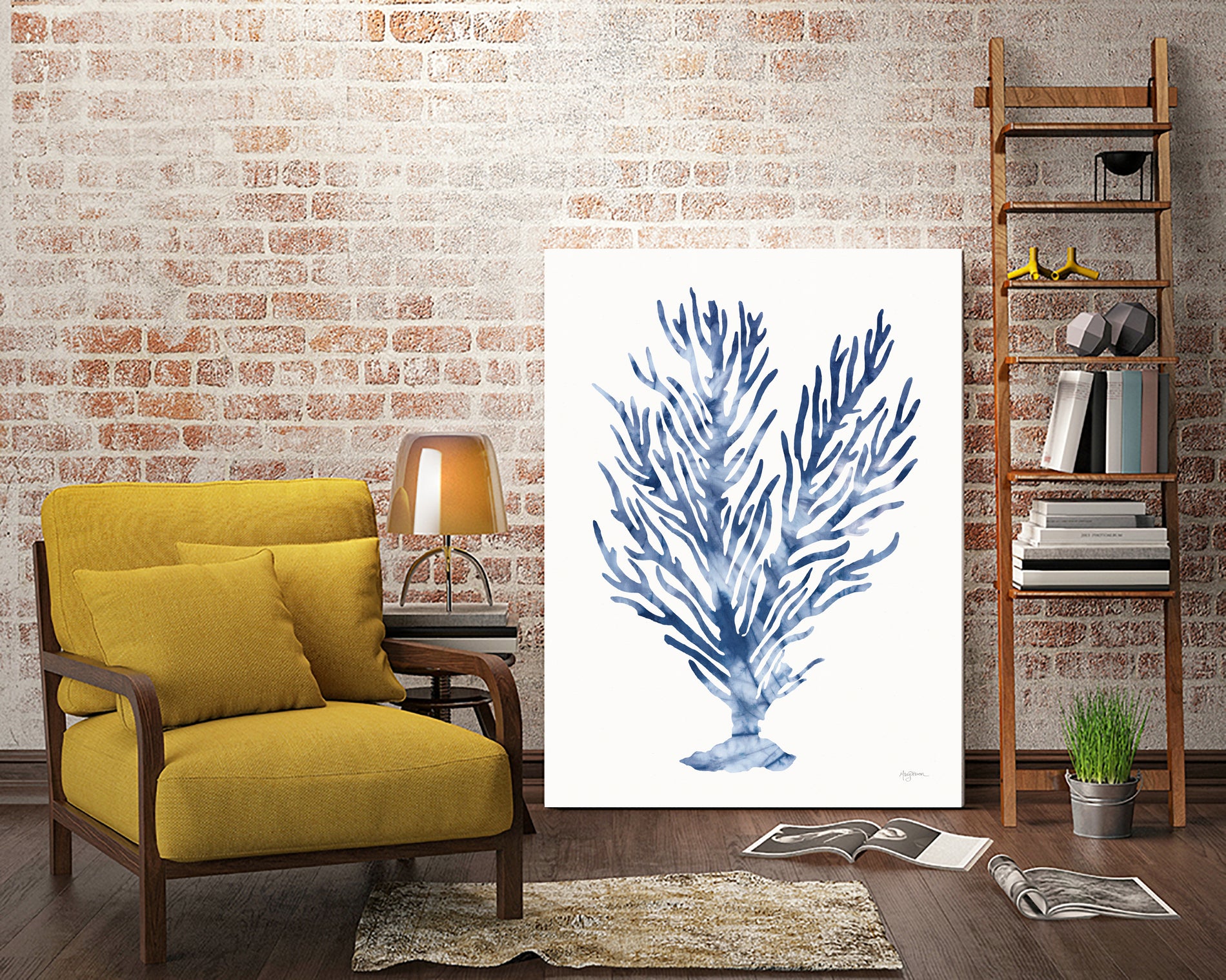 Shibori Coral IV by Mary Urban on GIANT ART - blue