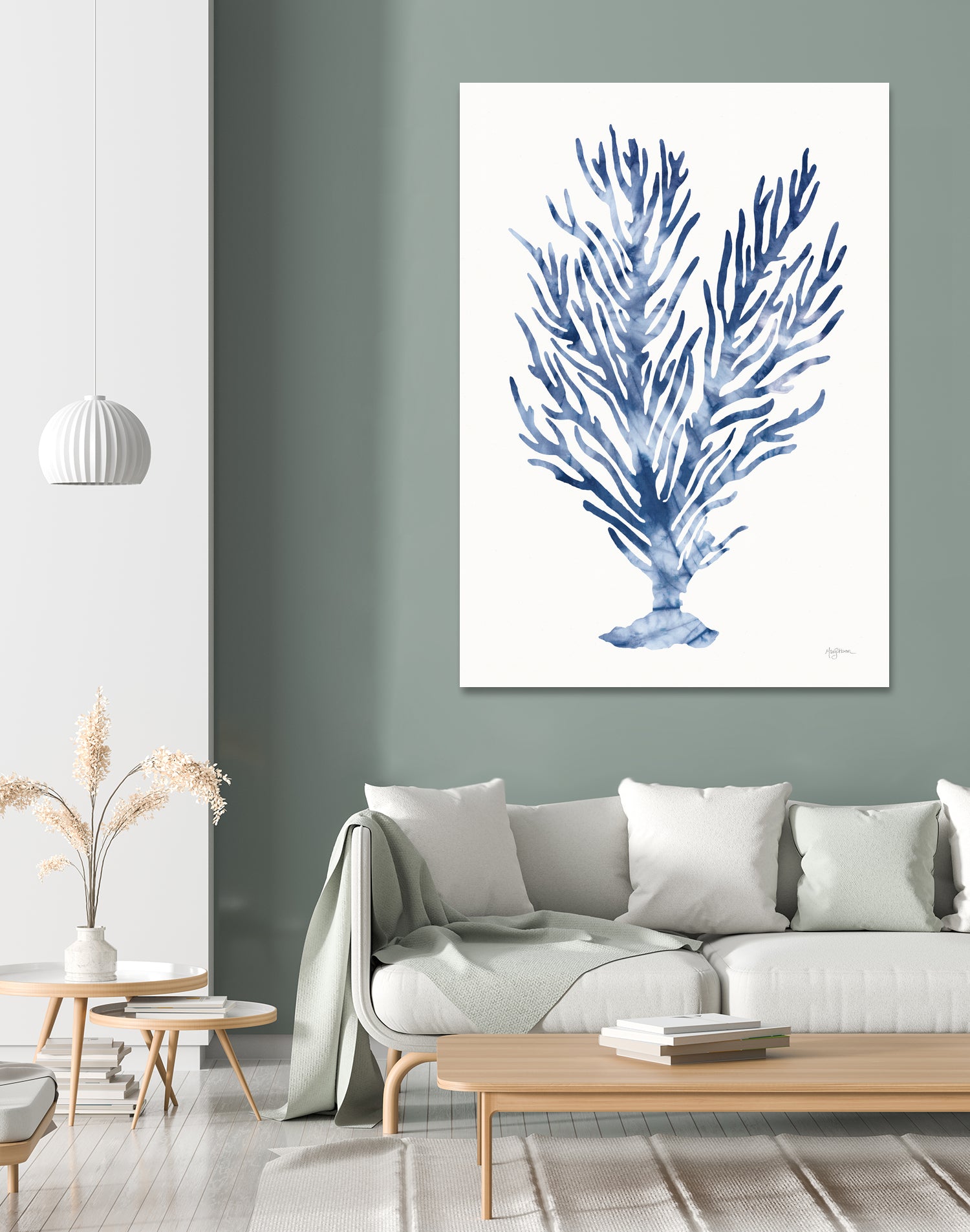 Shibori Coral IV by Mary Urban on GIANT ART - blue