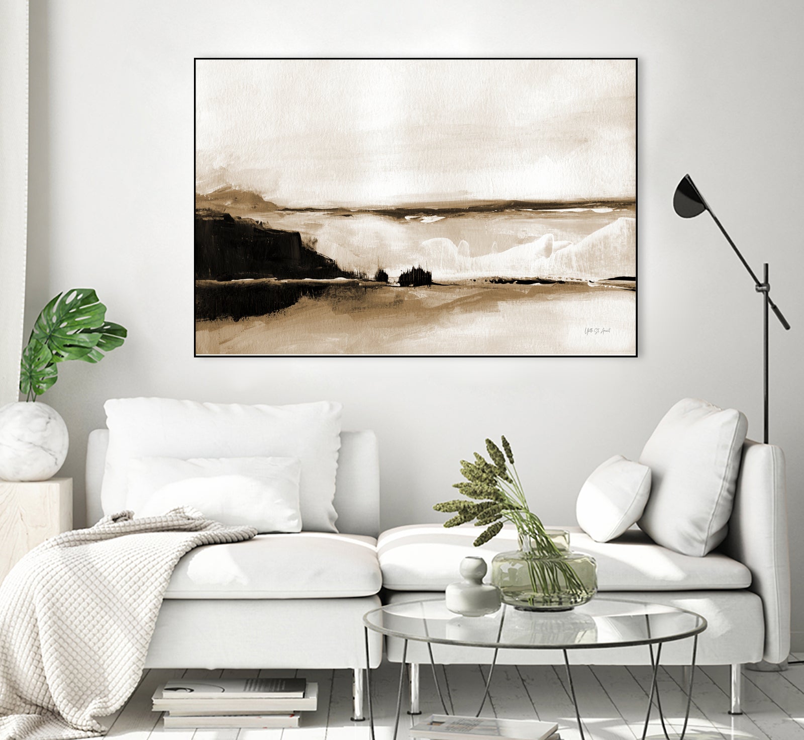 Vintage Landscape Mountainside by Yvette St. Amant on GIANT ART - black