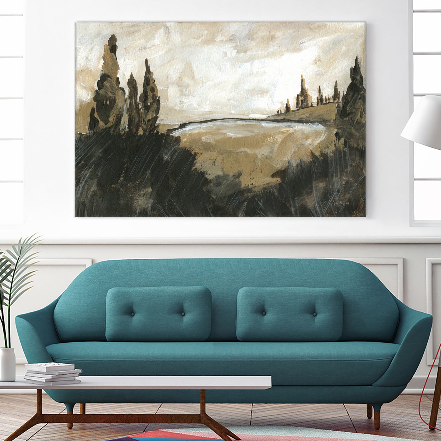 Vintage Rolling Hills by Yvette St. Amant on GIANT ART - black