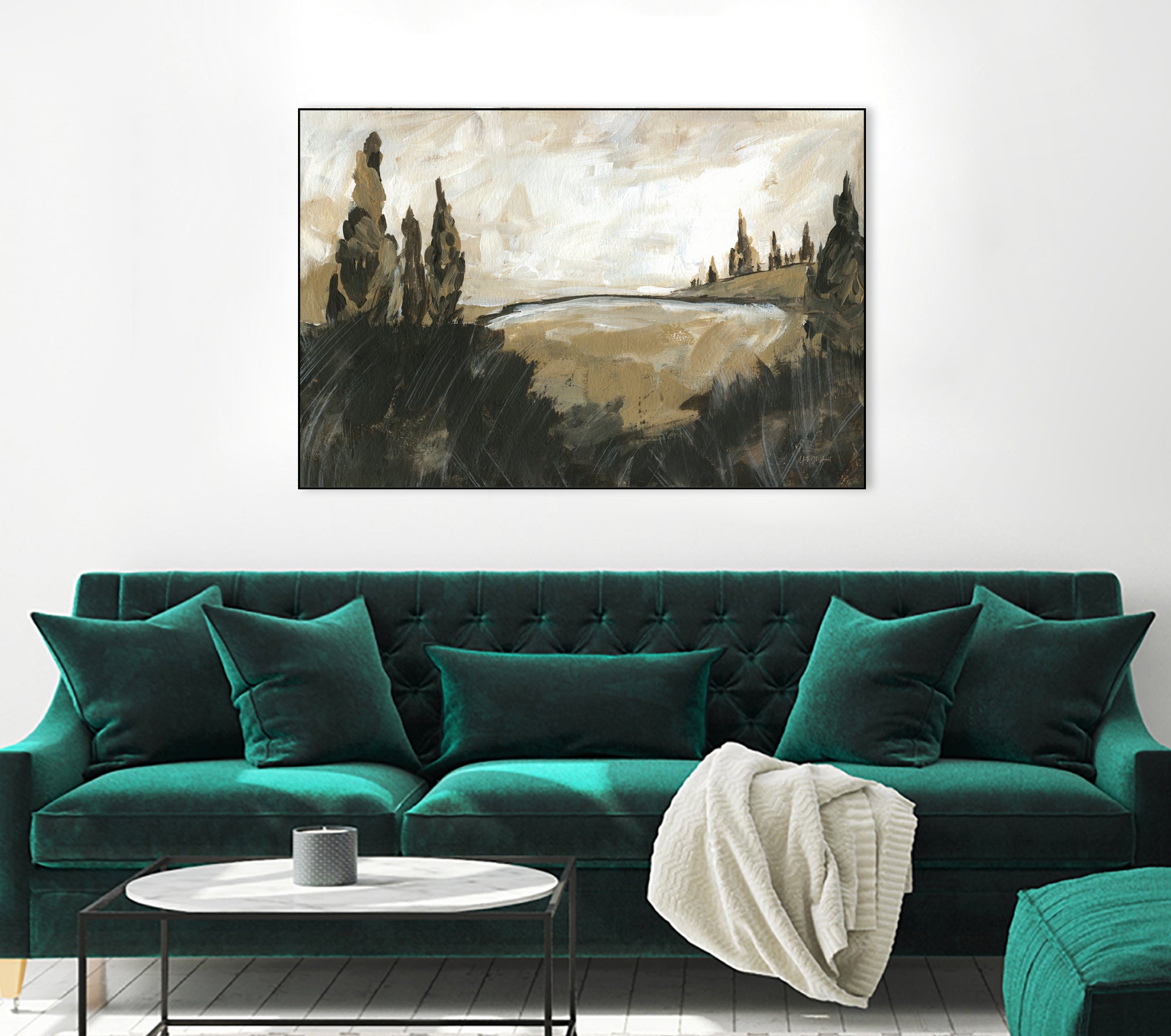 Vintage Rolling Hills by Yvette St. Amant on GIANT ART - black