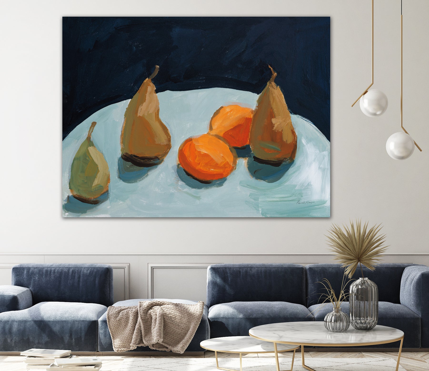 Pear and Orange by Pamela Munger on GIANT ART - blue