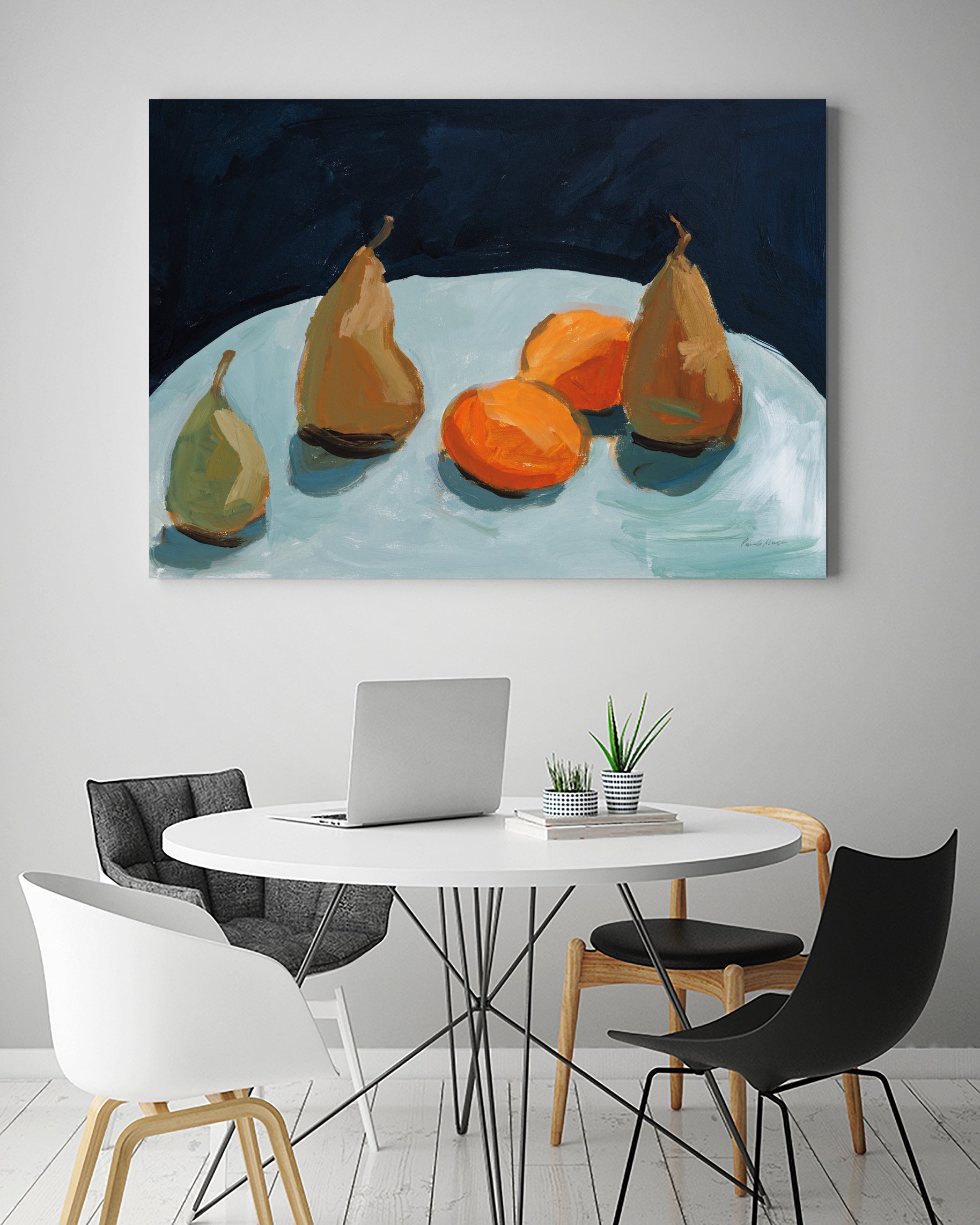 Pear and Orange by Pamela Munger on GIANT ART - blue