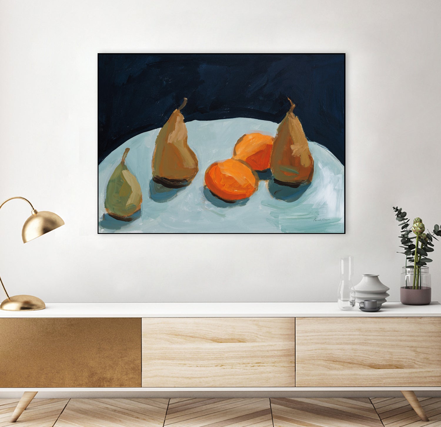 Pear and Orange by Pamela Munger on GIANT ART - blue