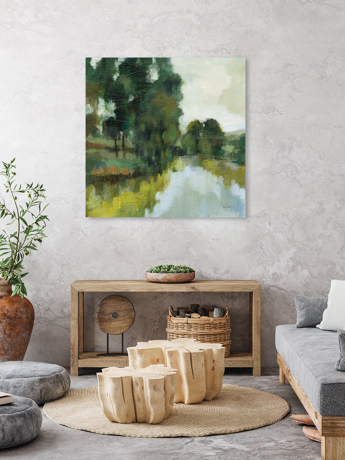 Willows by the Pond I by Silvia Vassileva on GIANT ART - blue