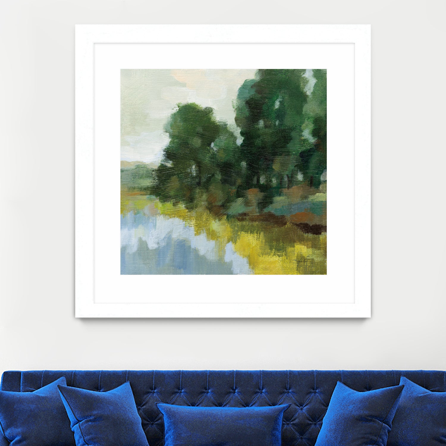 Willows by the Pond II by Silvia Vassileva on GIANT ART - blue