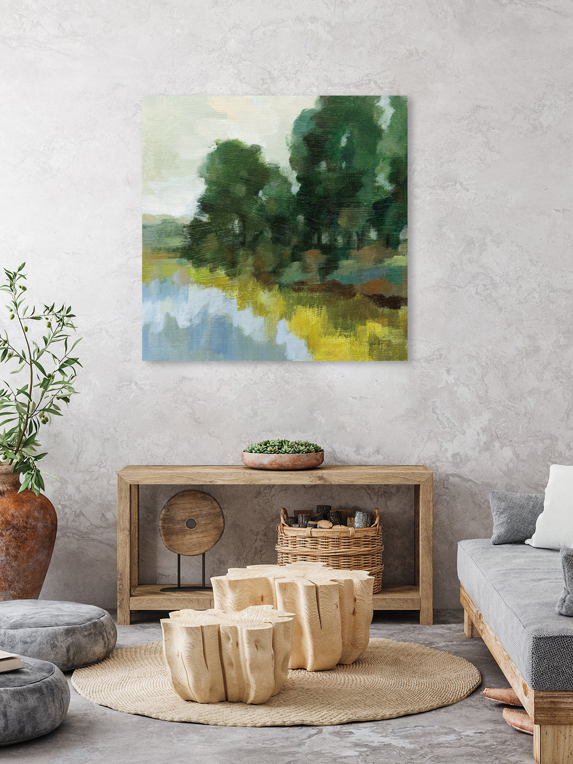 Willows by the Pond II by Silvia Vassileva on GIANT ART - blue