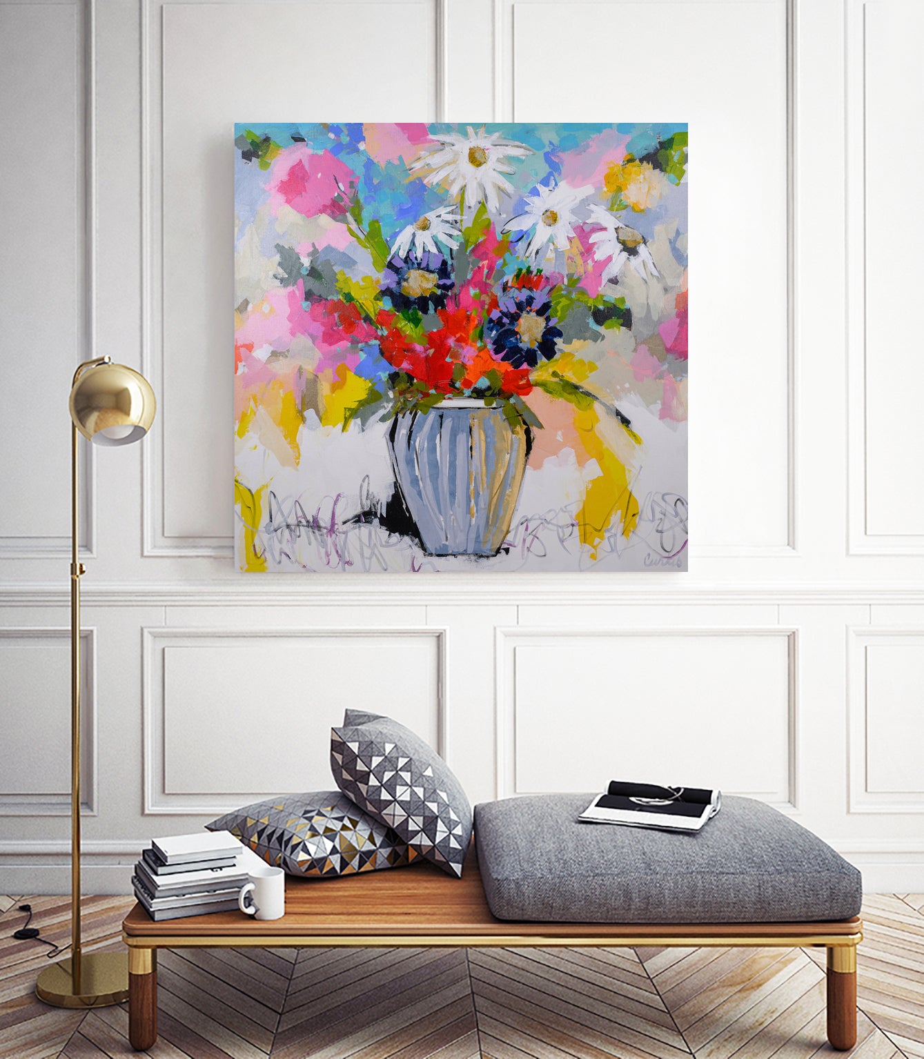A Vibrant Floral No. 2 by Joan Curtis on GIANT ART - blue contemporary