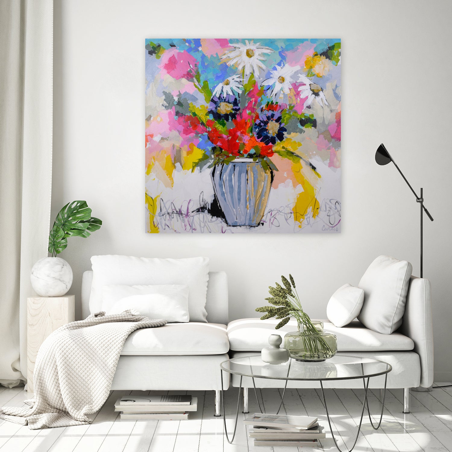 A Vibrant Floral No. 2 by Joan Curtis on GIANT ART - blue contemporary