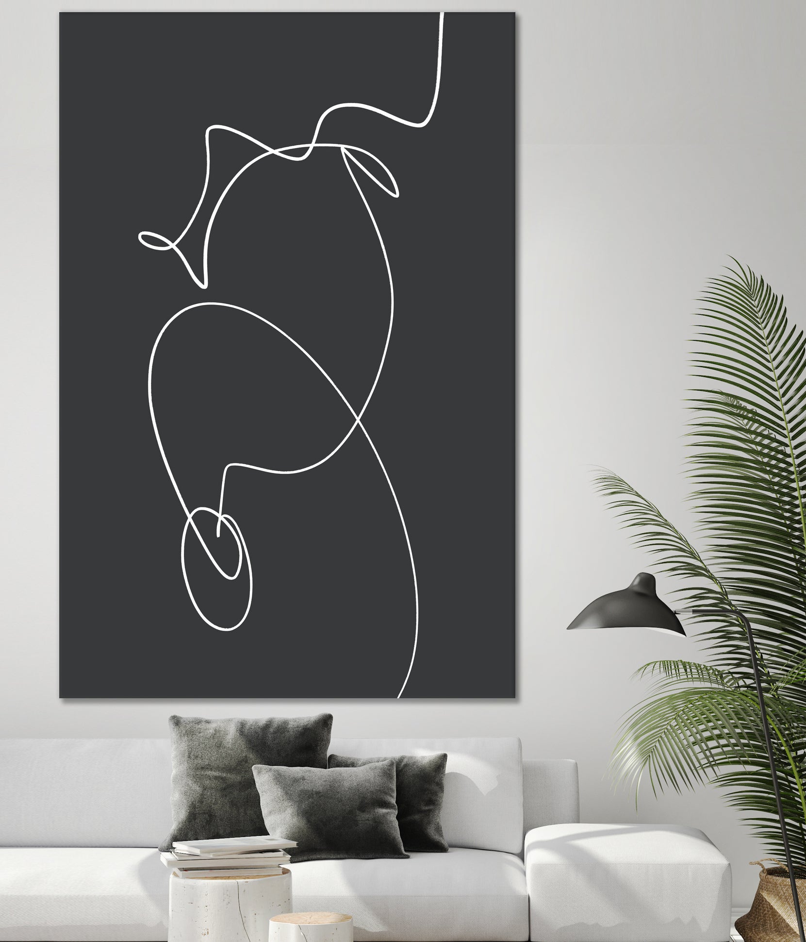 White Squiggle On A Dark Background by uplusmestudio on GIANT ART - line art abstract line art