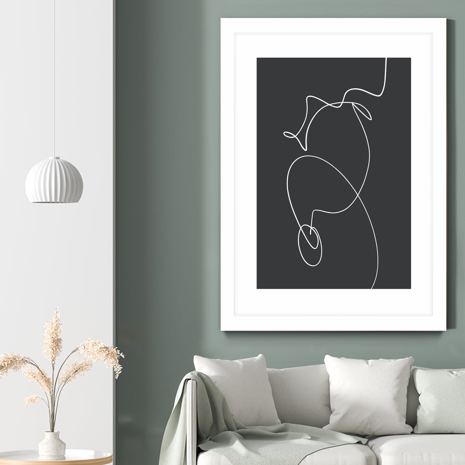 White Squiggle On A Dark Background by uplusmestudio on GIANT ART - line art abstract line art
