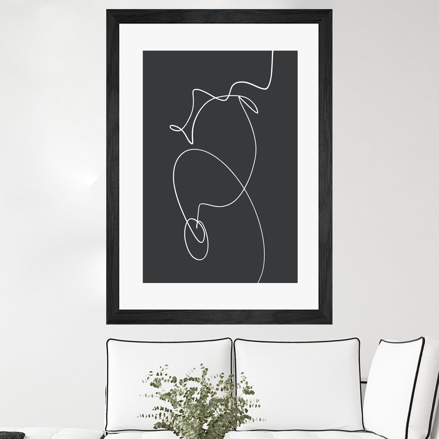White Squiggle On A Dark Background by uplusmestudio on GIANT ART - line art abstract line art