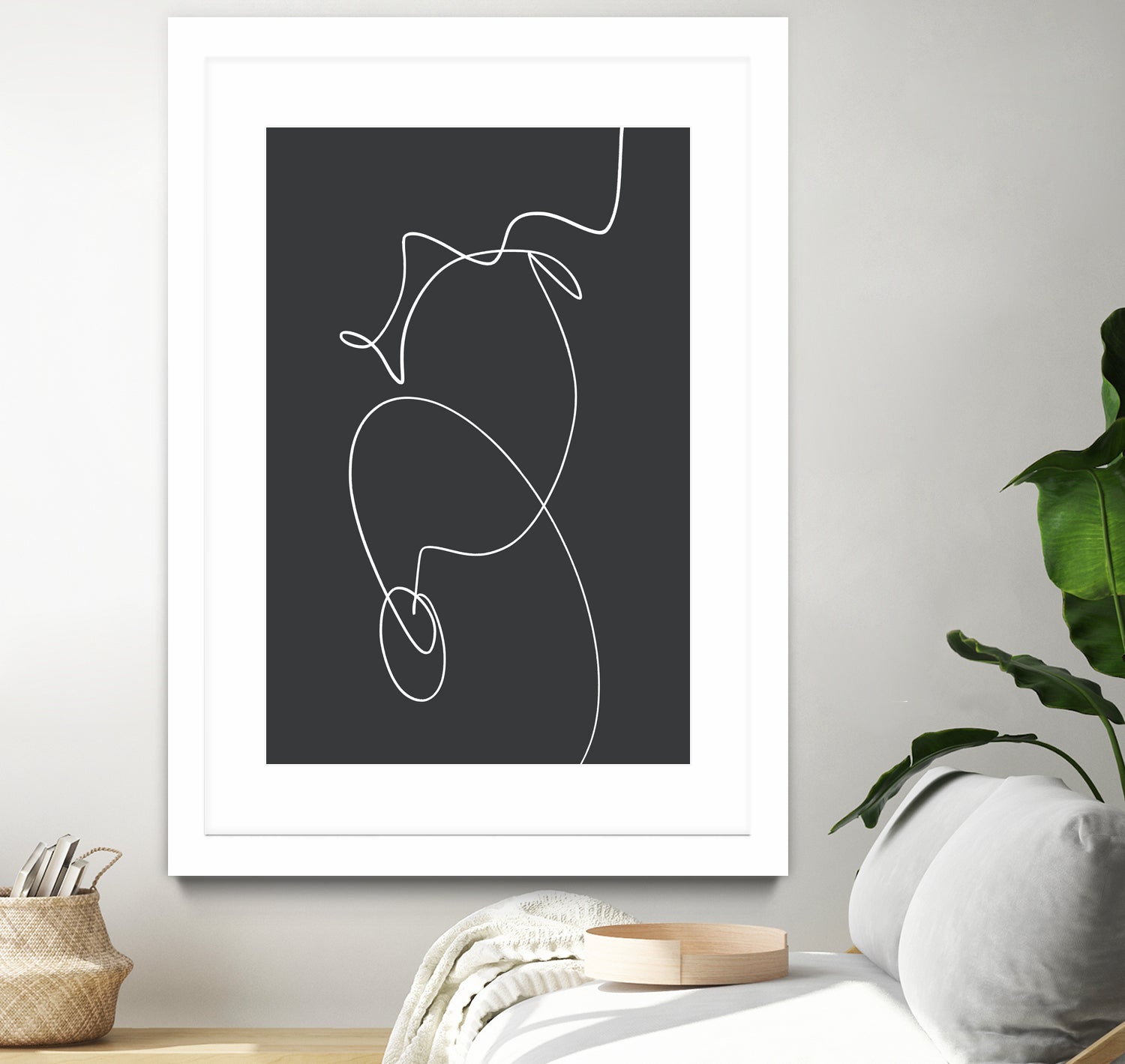 White Squiggle On A Dark Background by uplusmestudio on GIANT ART - line art abstract line art