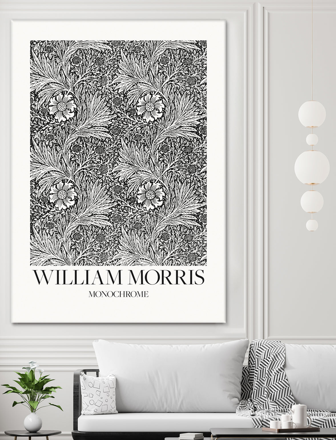 Marigold Monochrome by William Morris on GIANT ART - william morris flowers and plants william morris