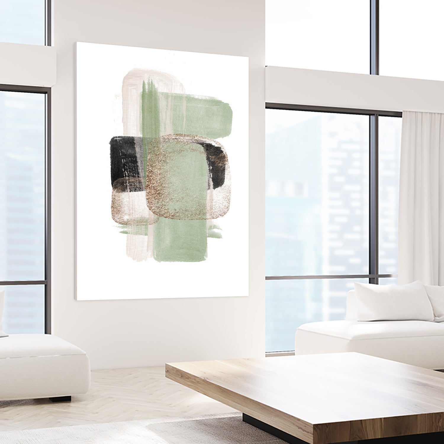 Simple Green-1 by Sally Ann Moss on GIANT ART - abstract geometric abstract