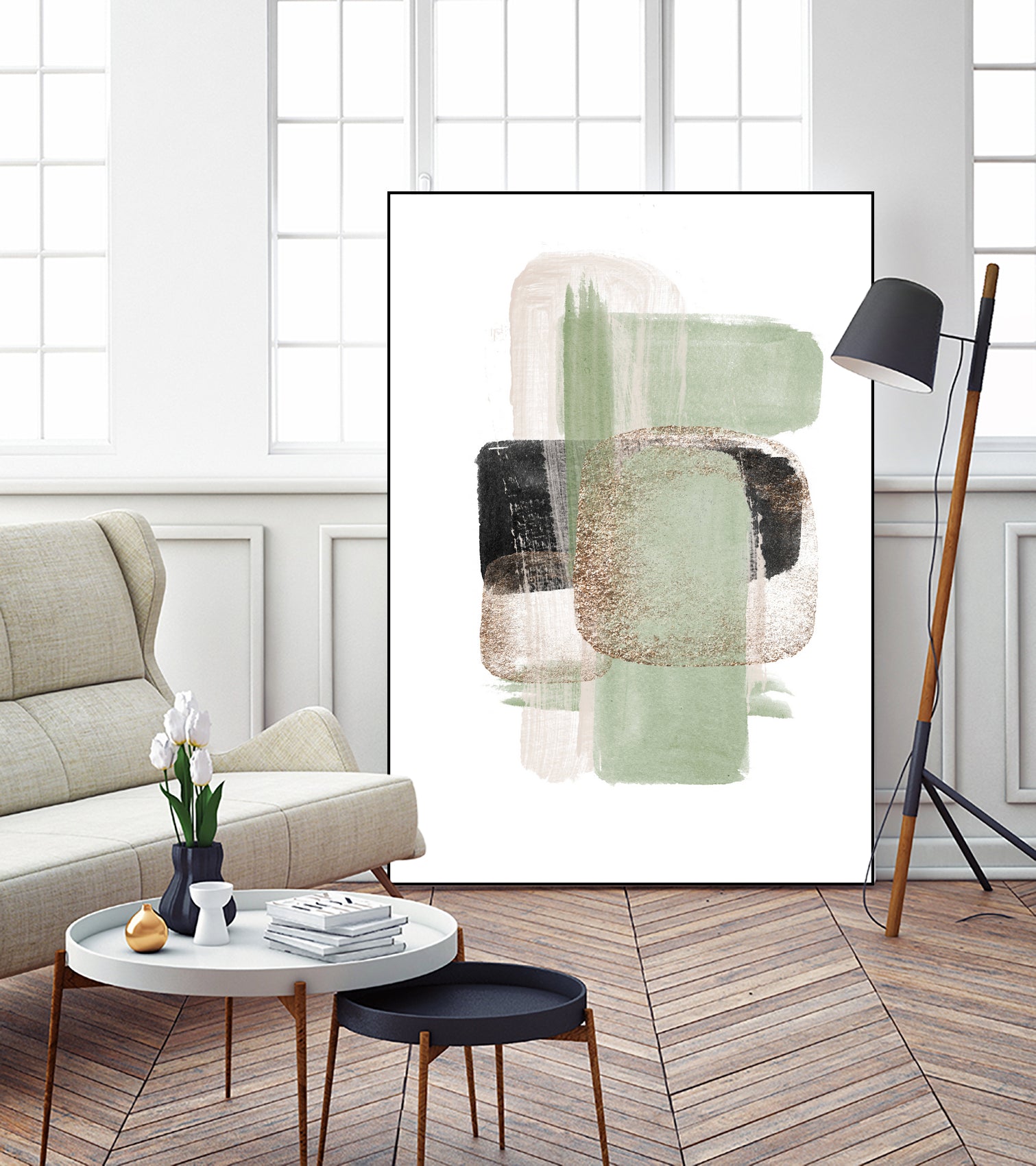 Simple Green-1 by Sally Ann Moss on GIANT ART - abstract geometric abstract