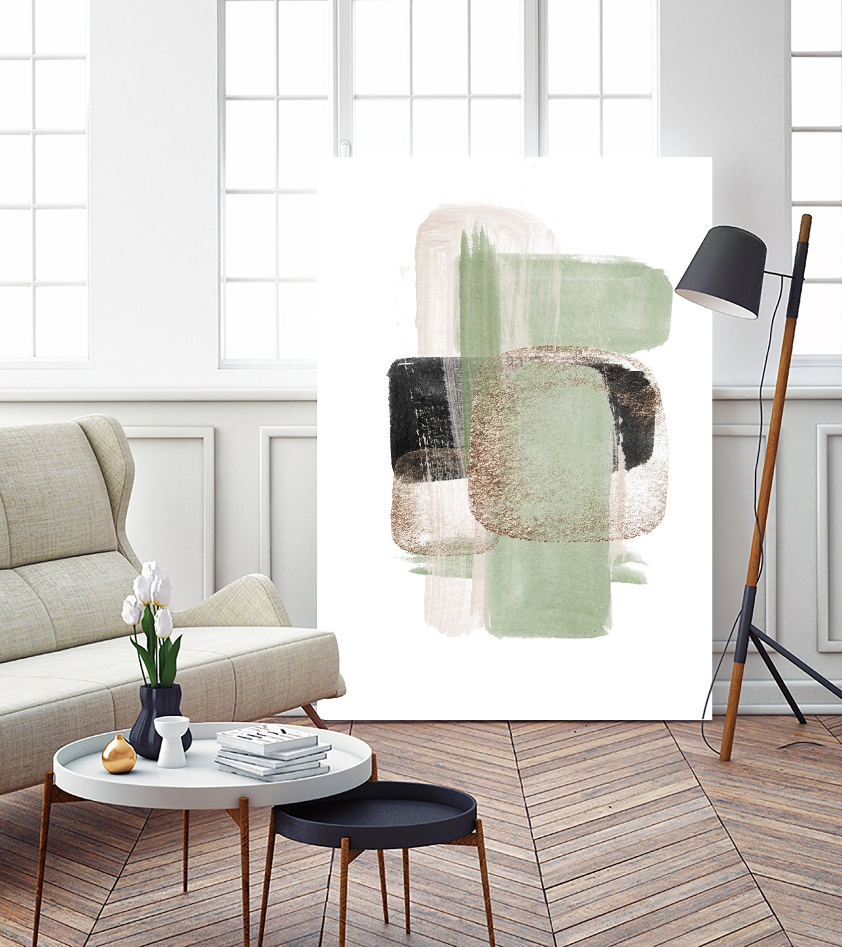 Simple Green-1 by Sally Ann Moss on GIANT ART - abstract geometric abstract