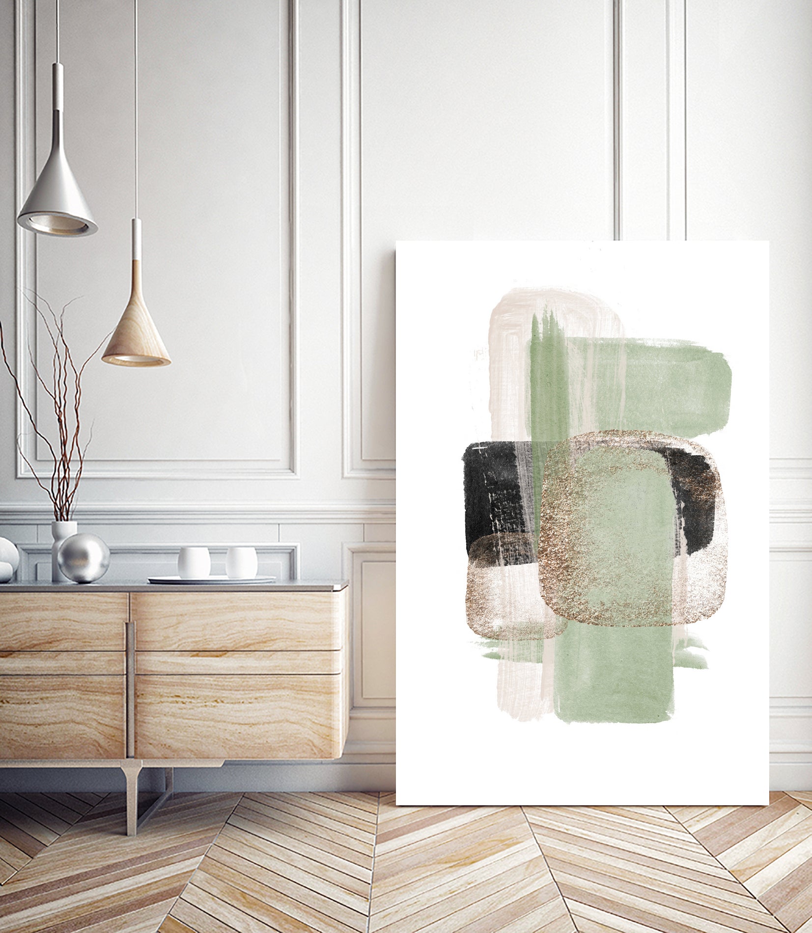 Simple Green-1 by Sally Ann Moss on GIANT ART - abstract geometric abstract