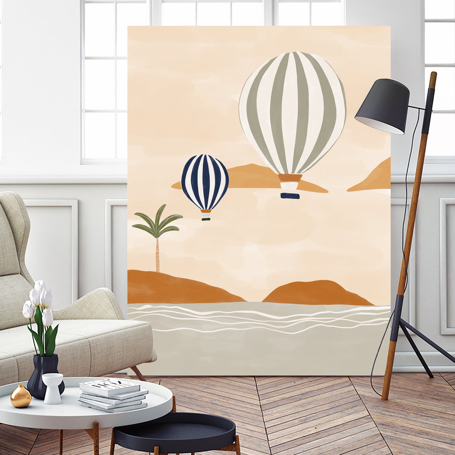 Airballoons In Dessert by Ivy on GIANT ART - illustration hot air balloon