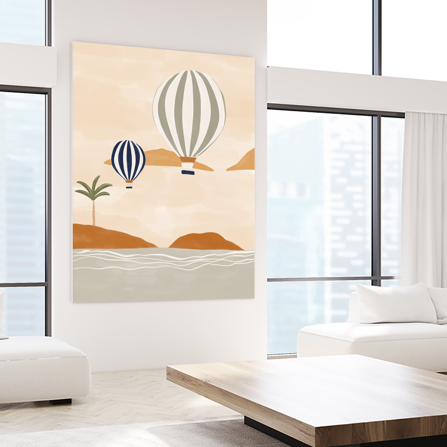 Airballoons In Dessert by Ivy on GIANT ART - illustration hot air balloon