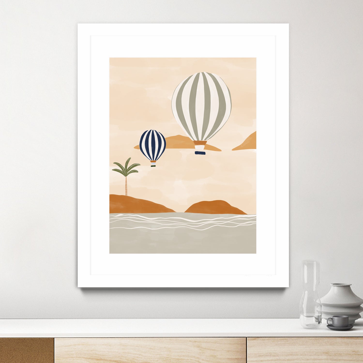 Airballoons In Dessert by Ivy on GIANT ART - illustration hot air balloon