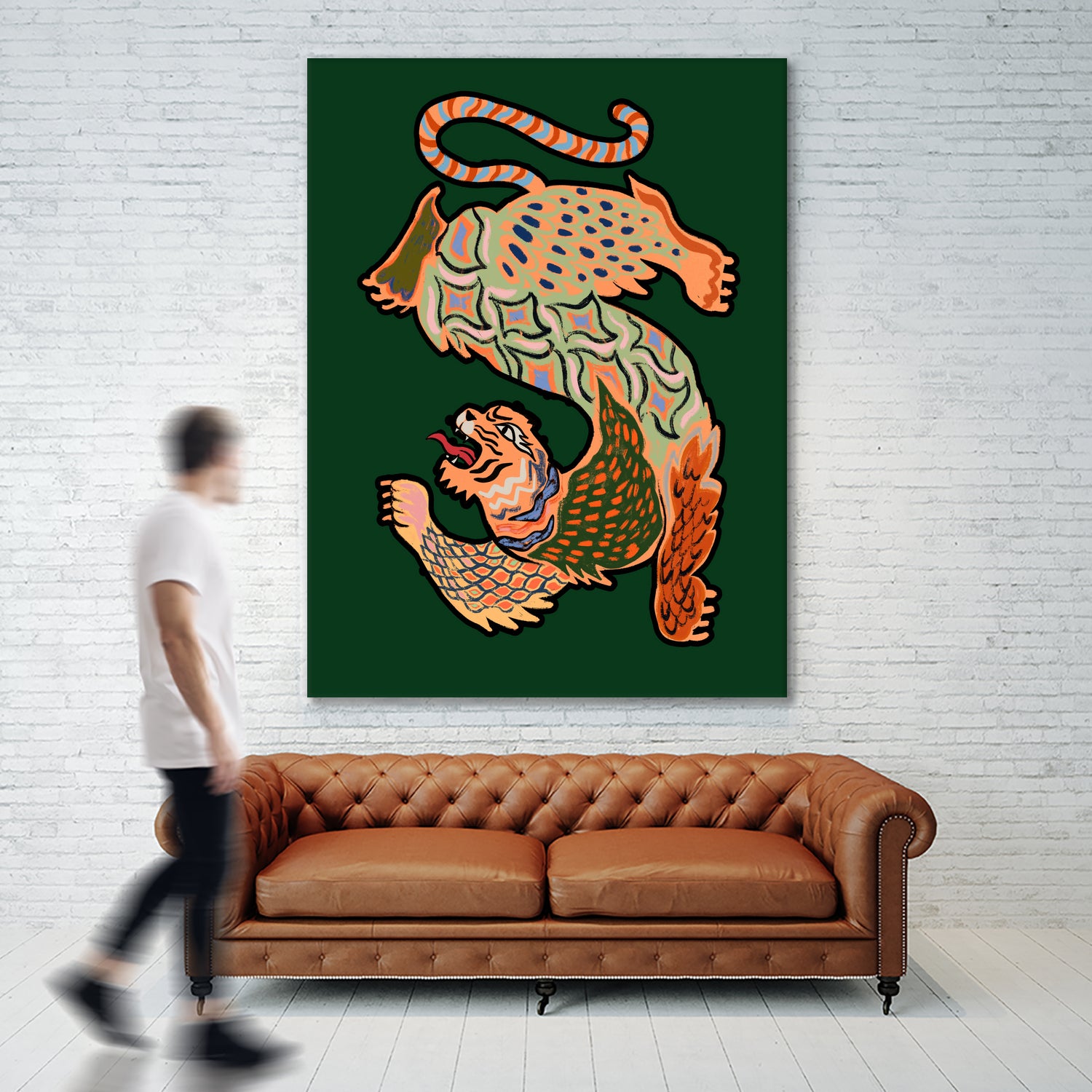 Asiantiger Green by Arty Guava on GIANT ART - illustration green background